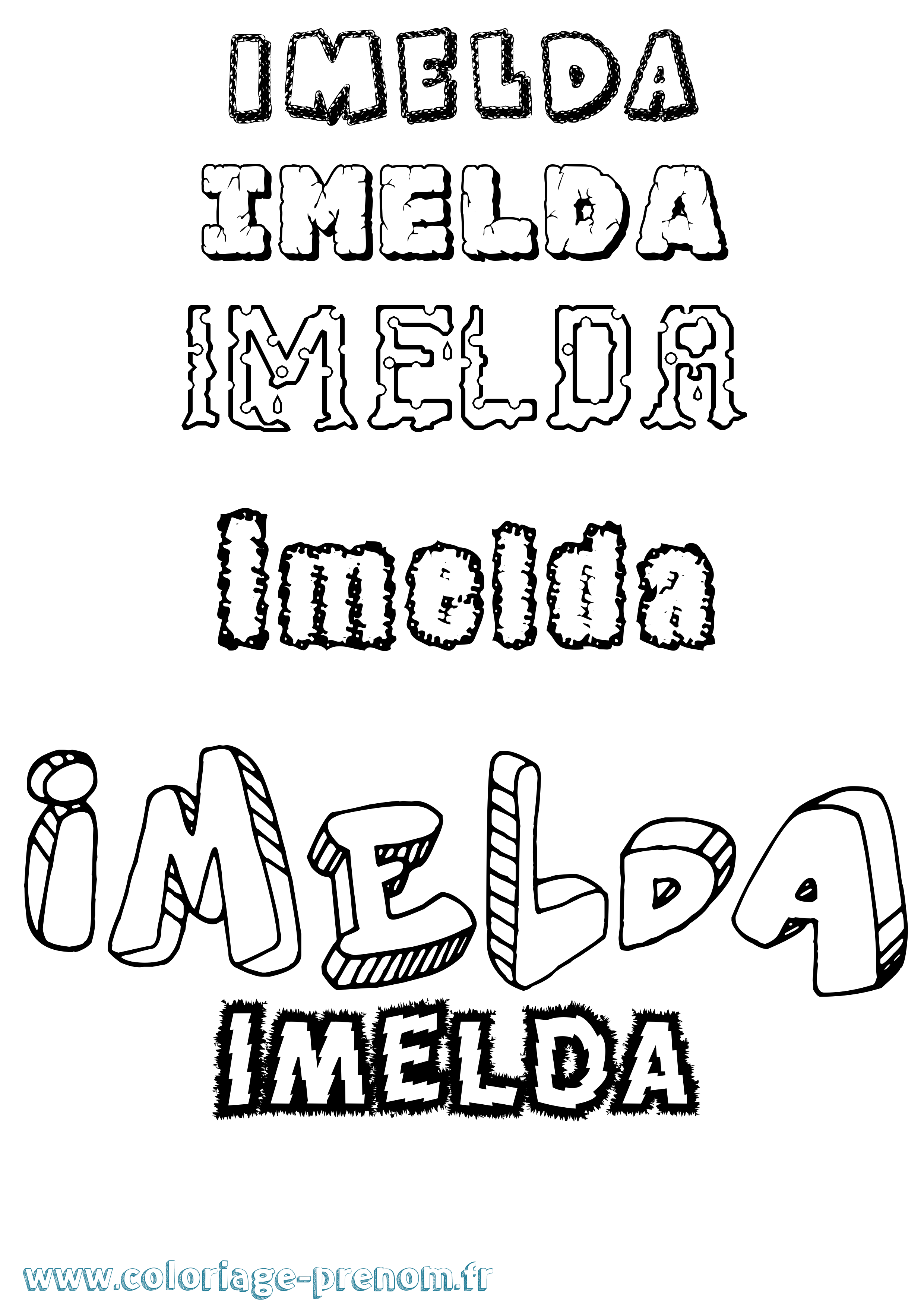 Coloriage prénom Imelda Destructuré