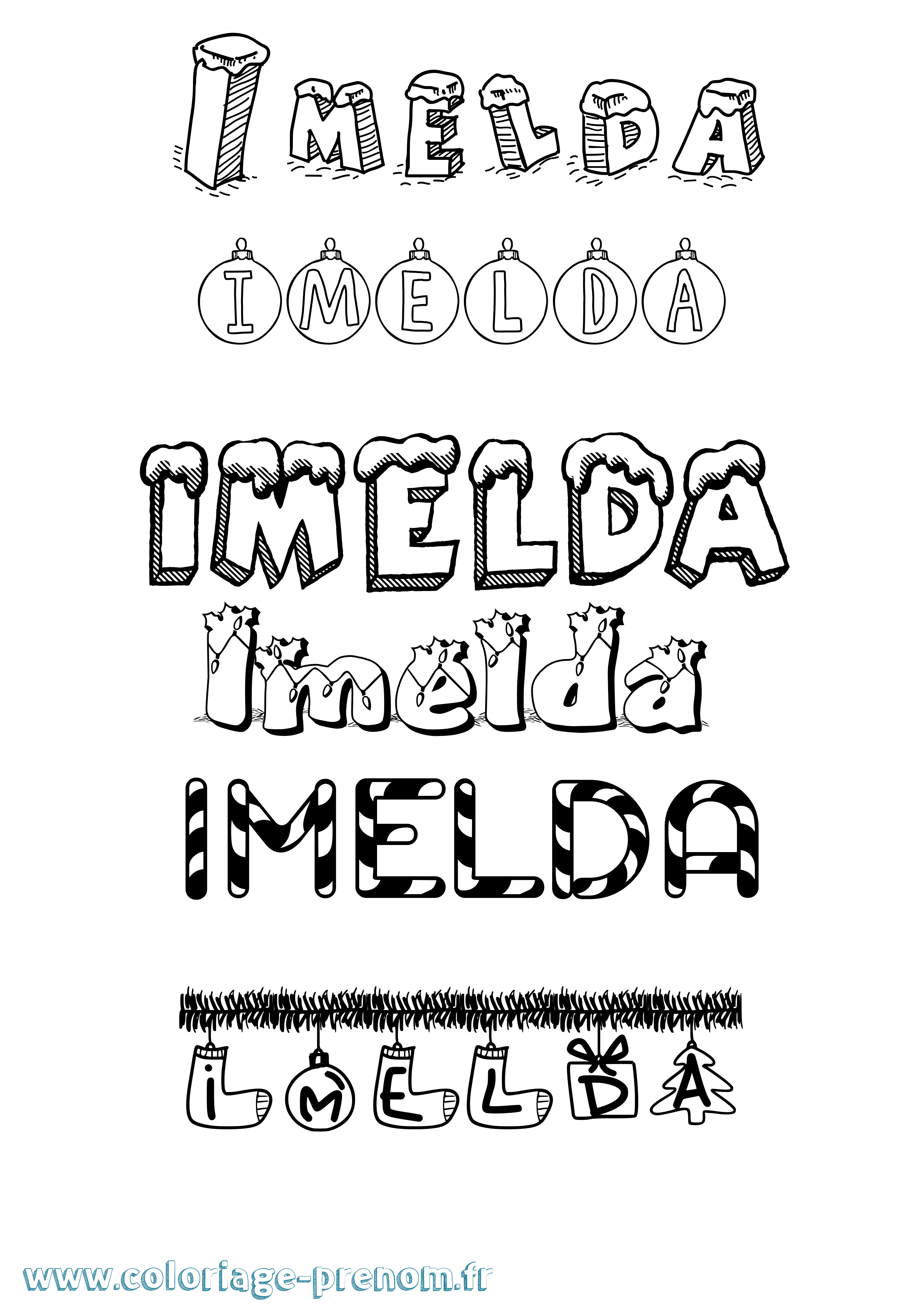 Coloriage prénom Imelda Noël