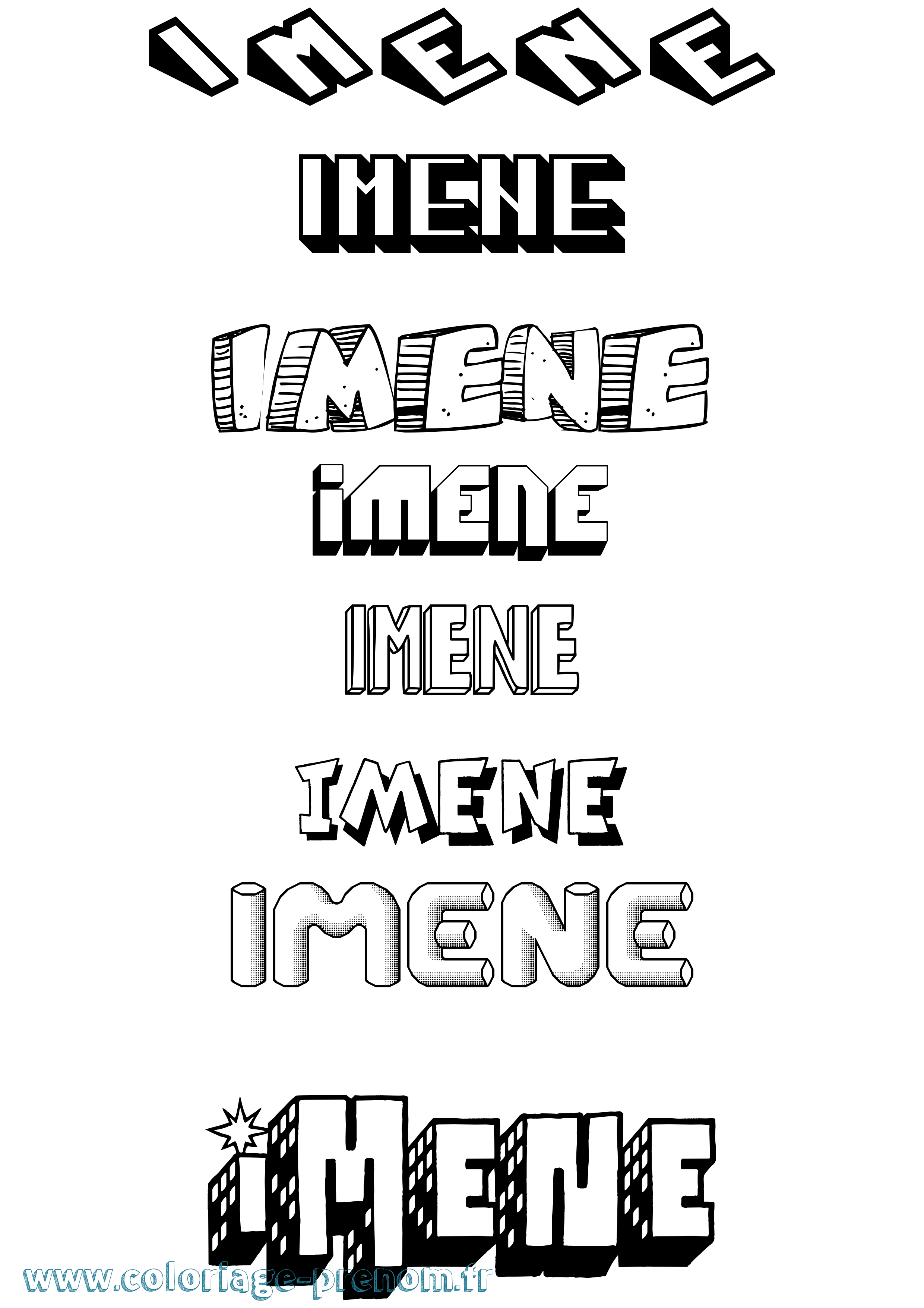 Coloriage Imene Coloriage prénom Imene