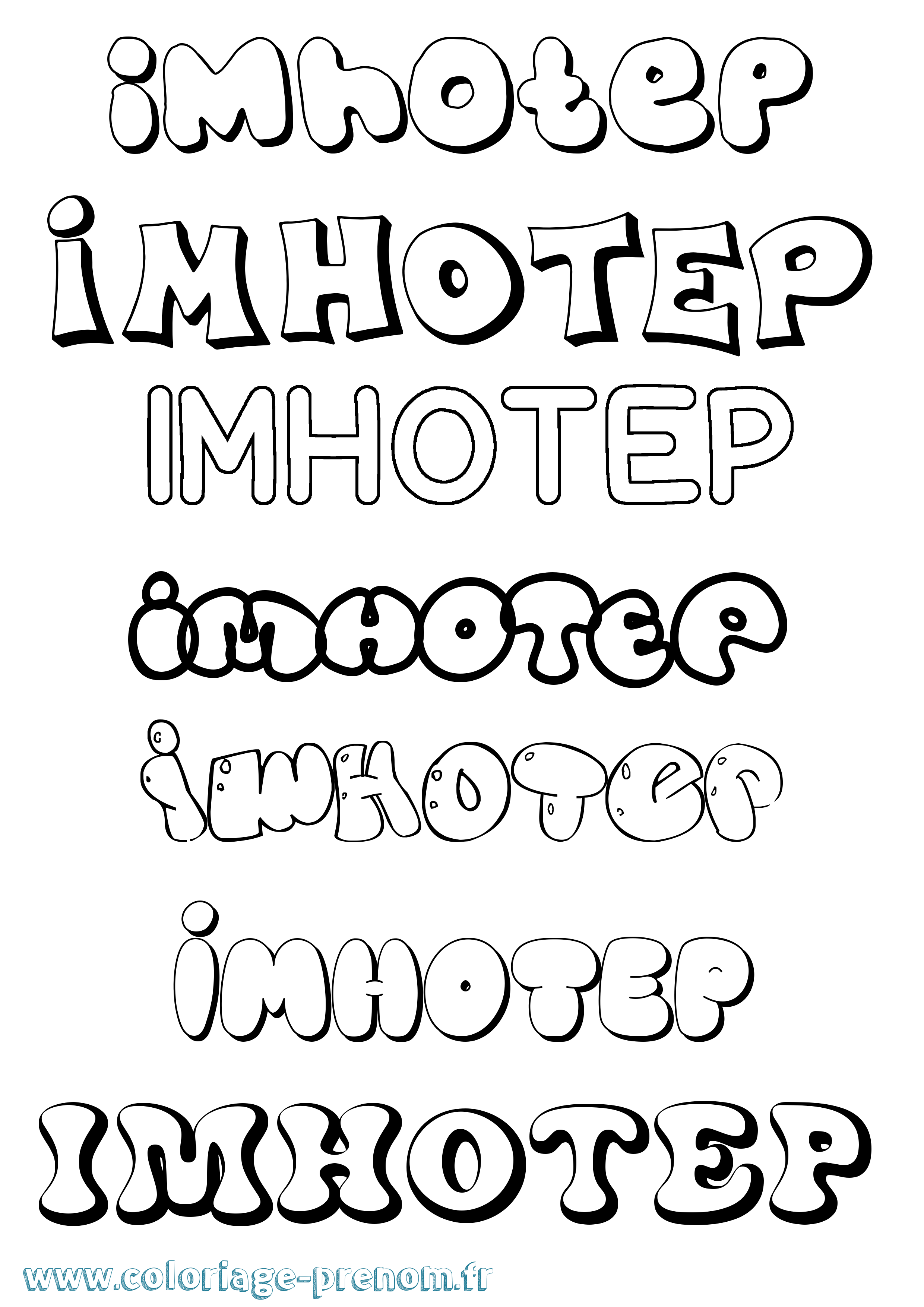Coloriage Imhotep Bubble Coloriage prénom Imhotep Bubble