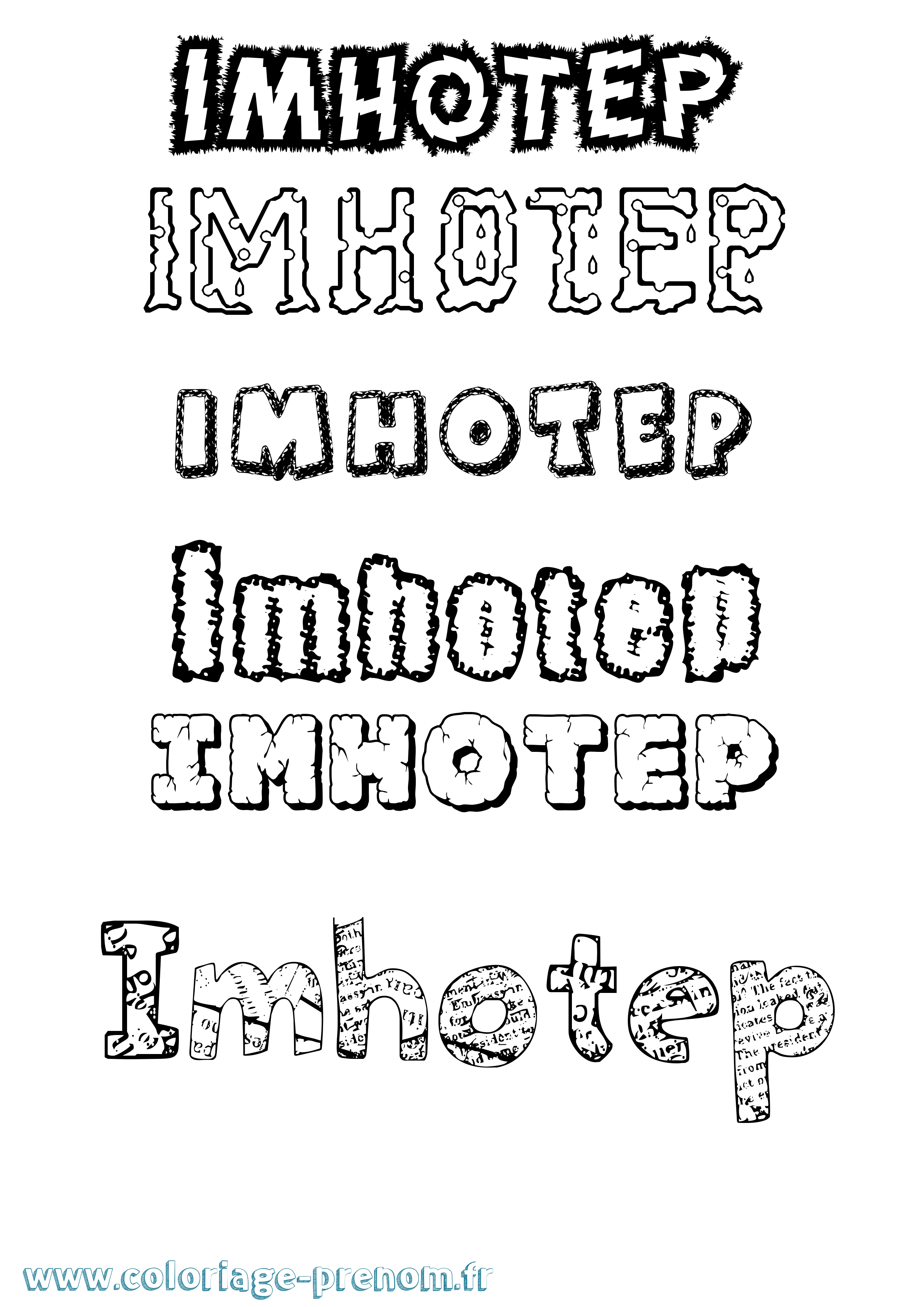 Coloriage prénom Imhotep Destructuré