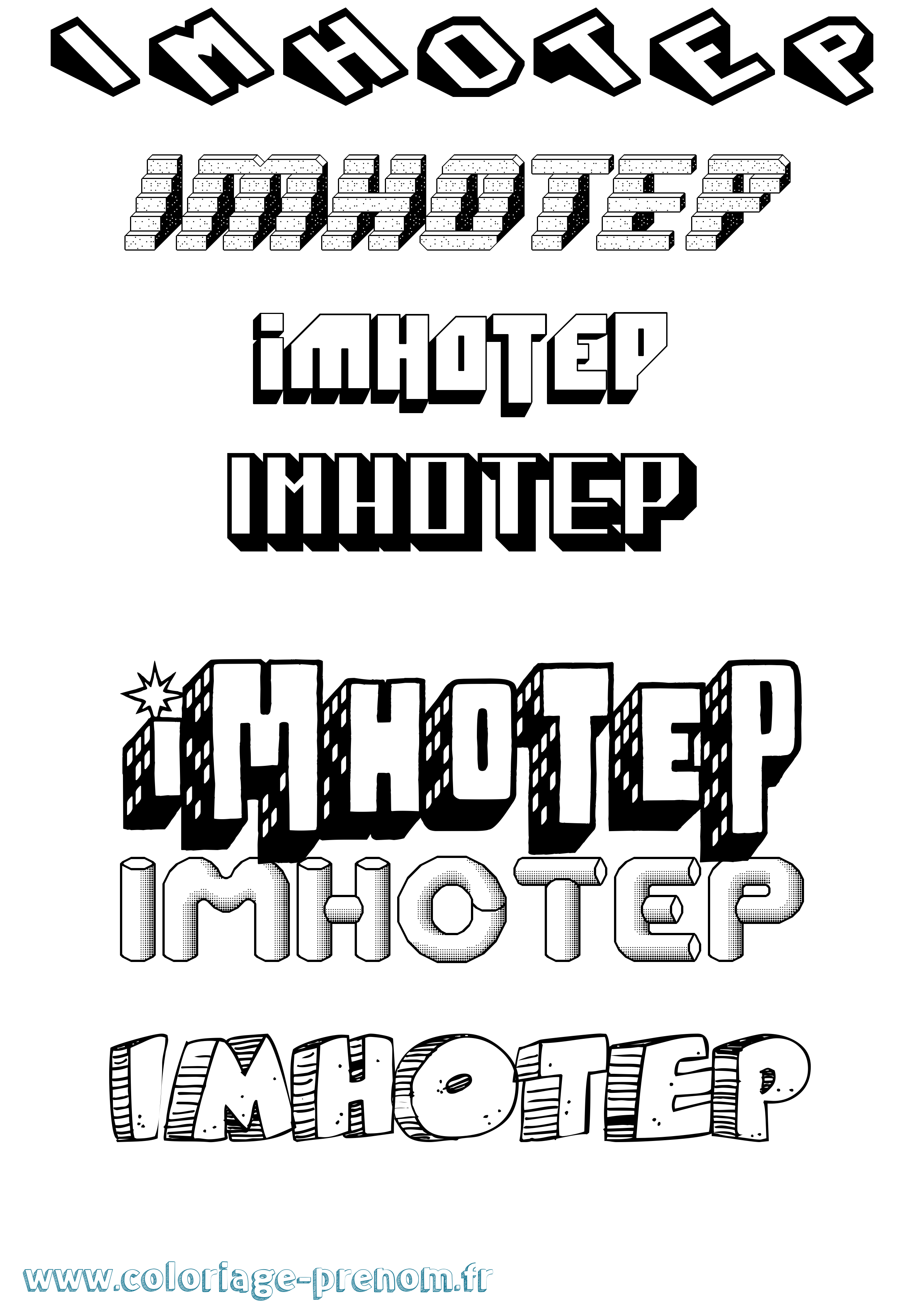 Coloriage Imhotep Effet 3D Coloriage prénom Imhotep Effet 3D