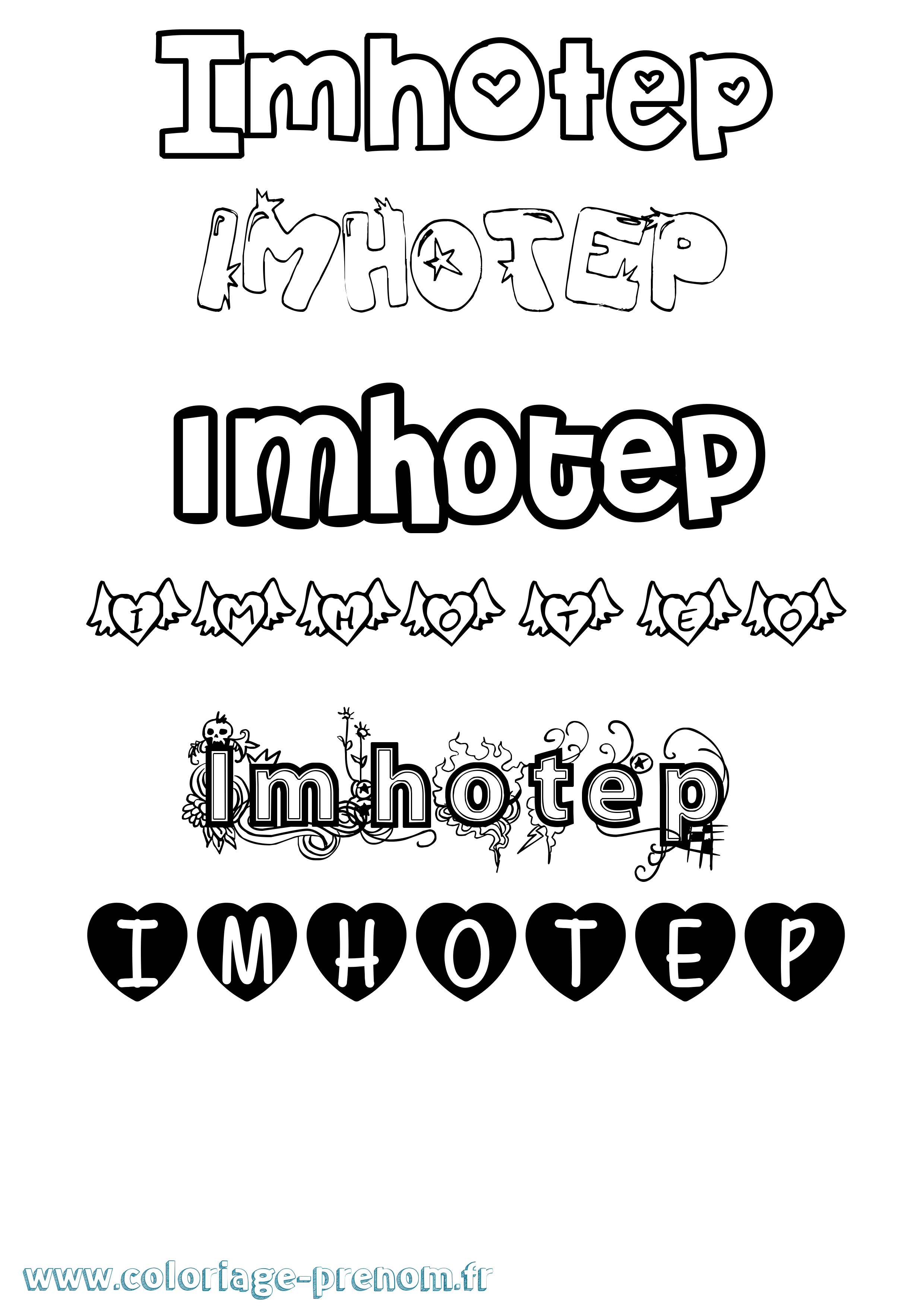 Coloriage Imhotep Girly Coloriage prénom Imhotep Girly