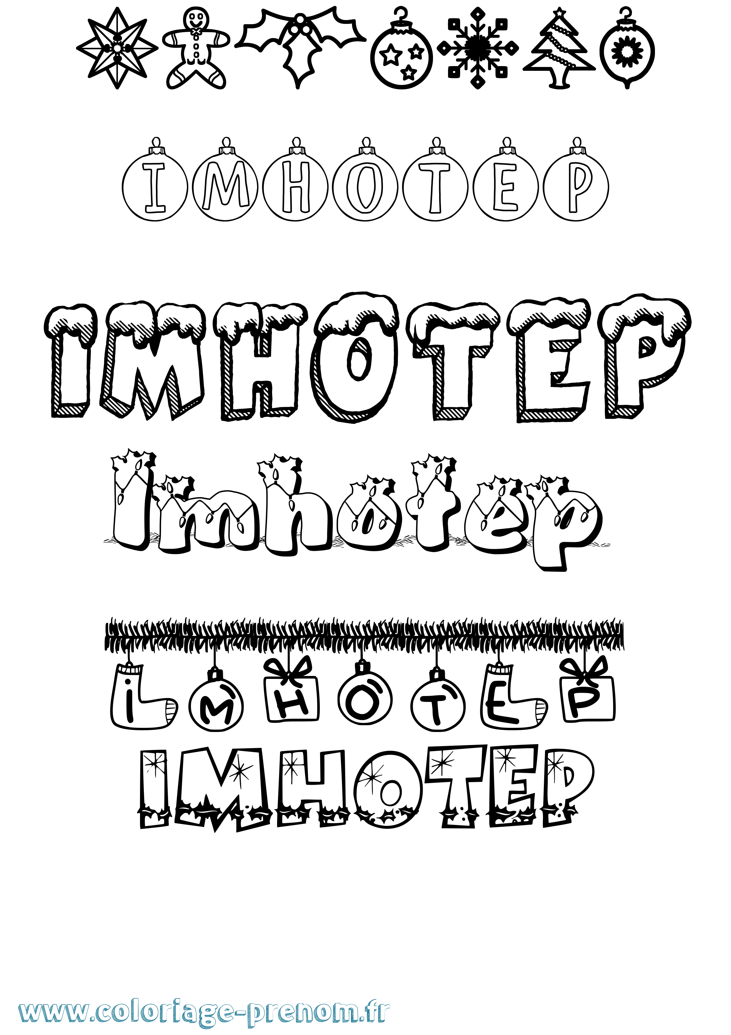 Coloriage Imhotep Noël Coloriage prénom Imhotep Noël