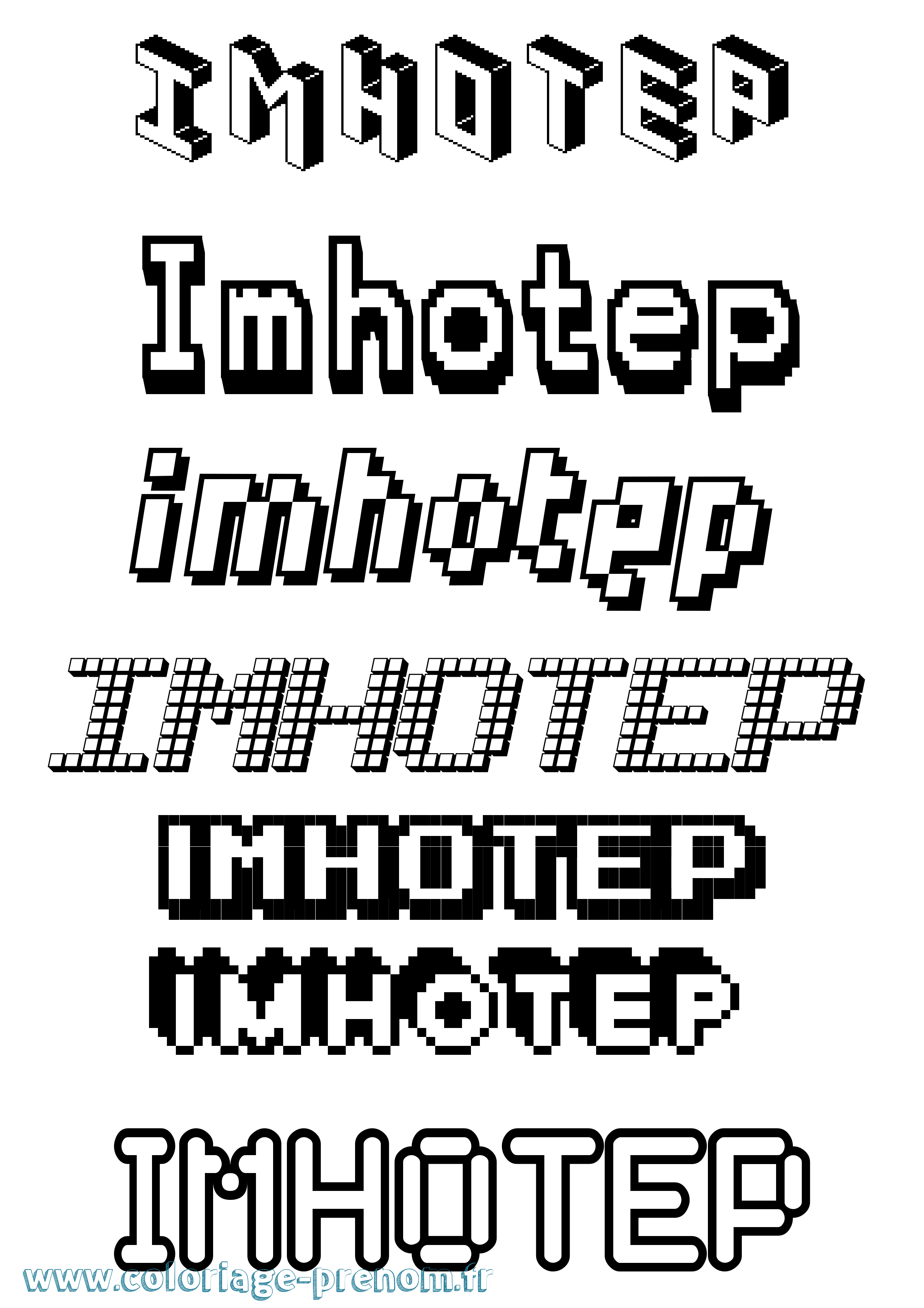 Coloriage prénom Imhotep Pixel
