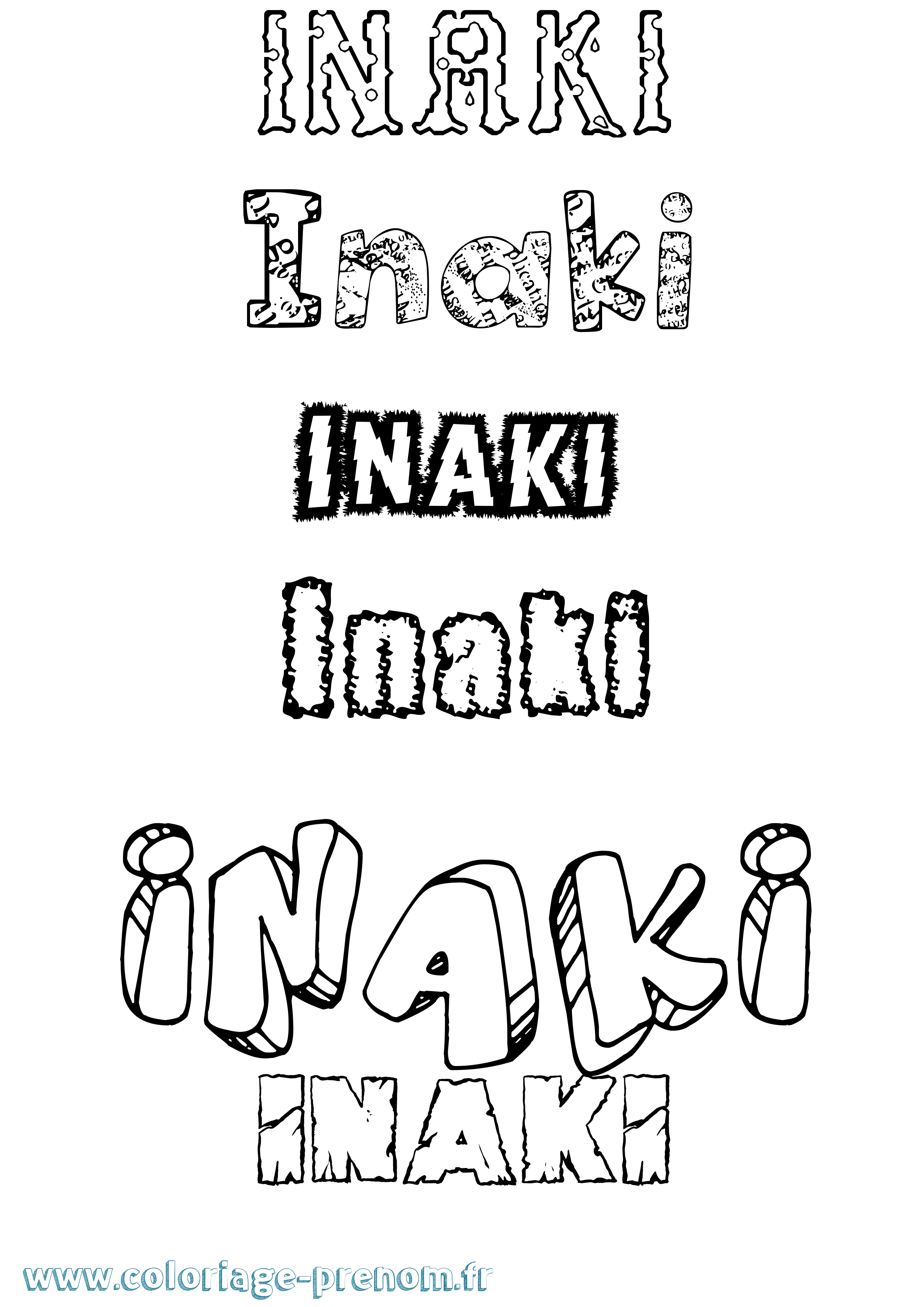 Coloriage prénom Iñaki Destructuré