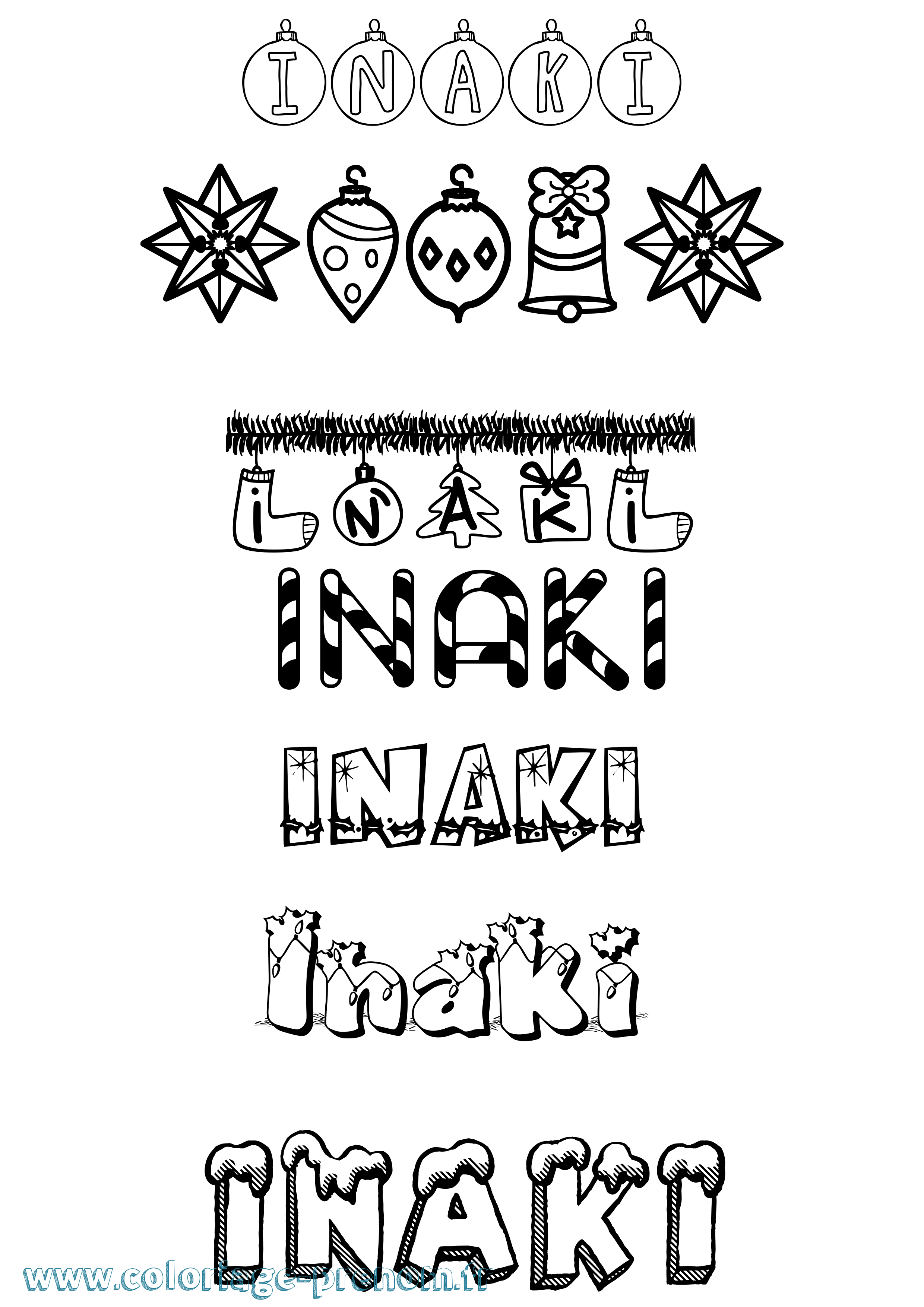 Coloriage prénom Iñaki Noël