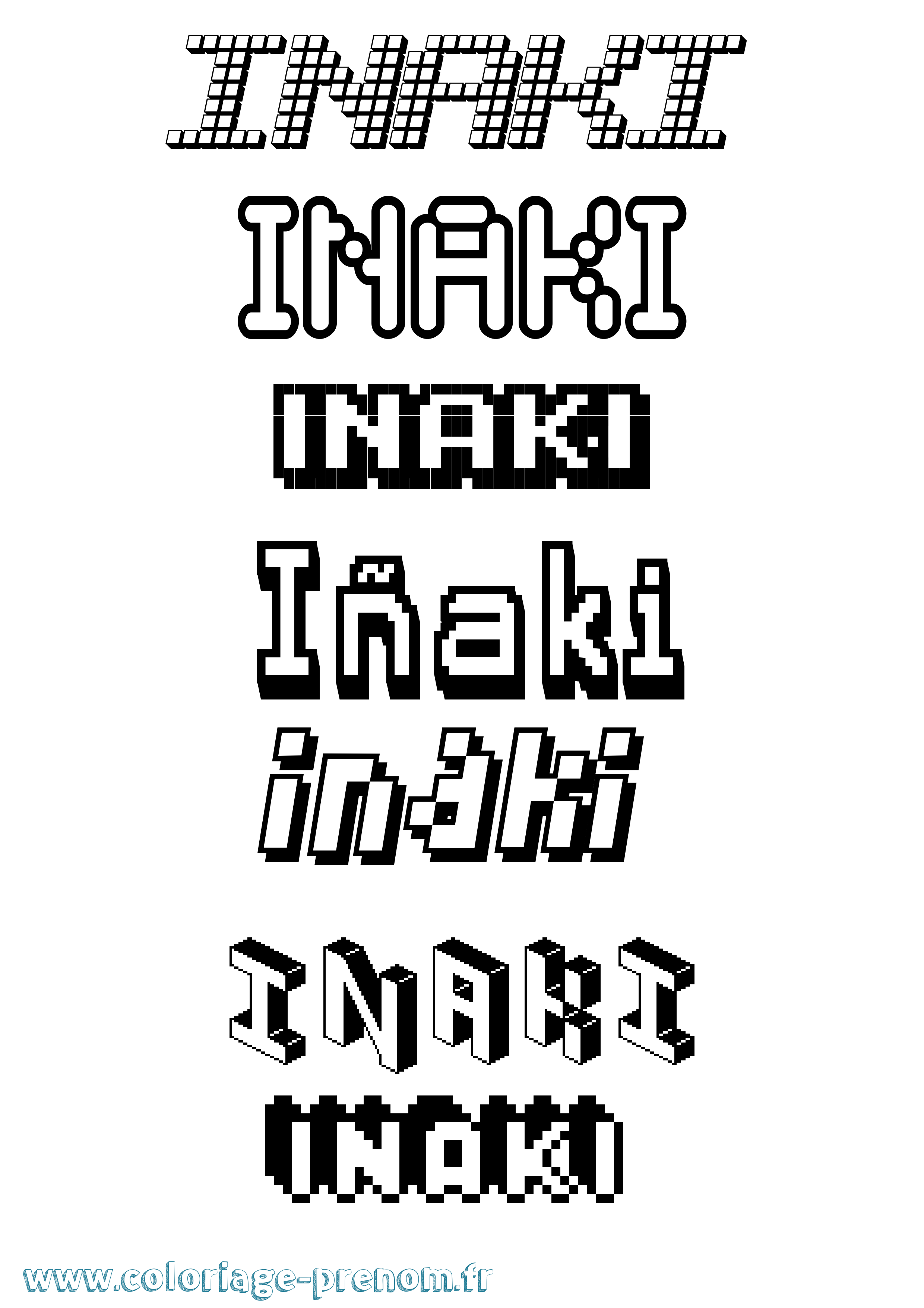 Coloriage prénom Iñaki Pixel