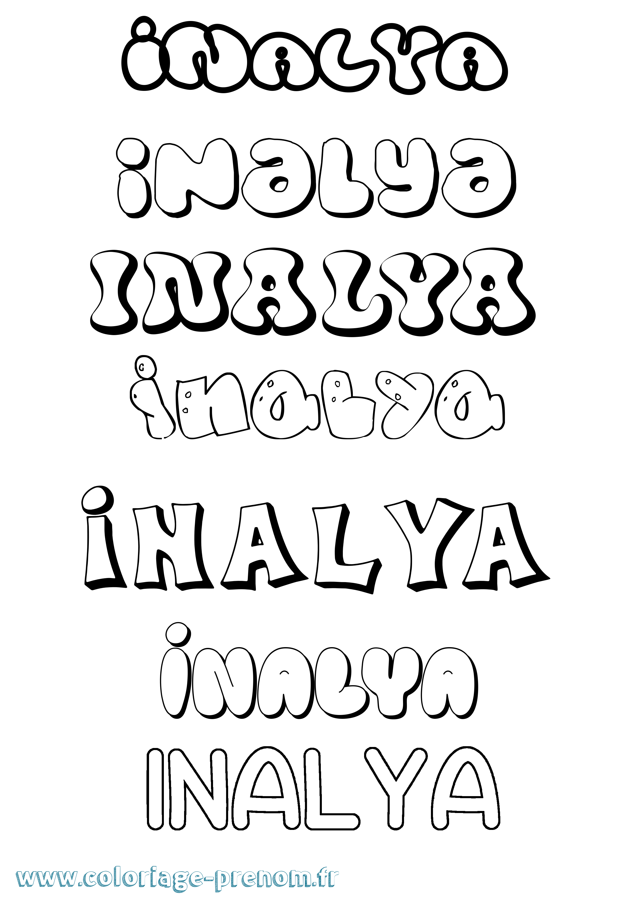 Coloriage Inalya Bubble Coloriage prénom Inalya Bubble