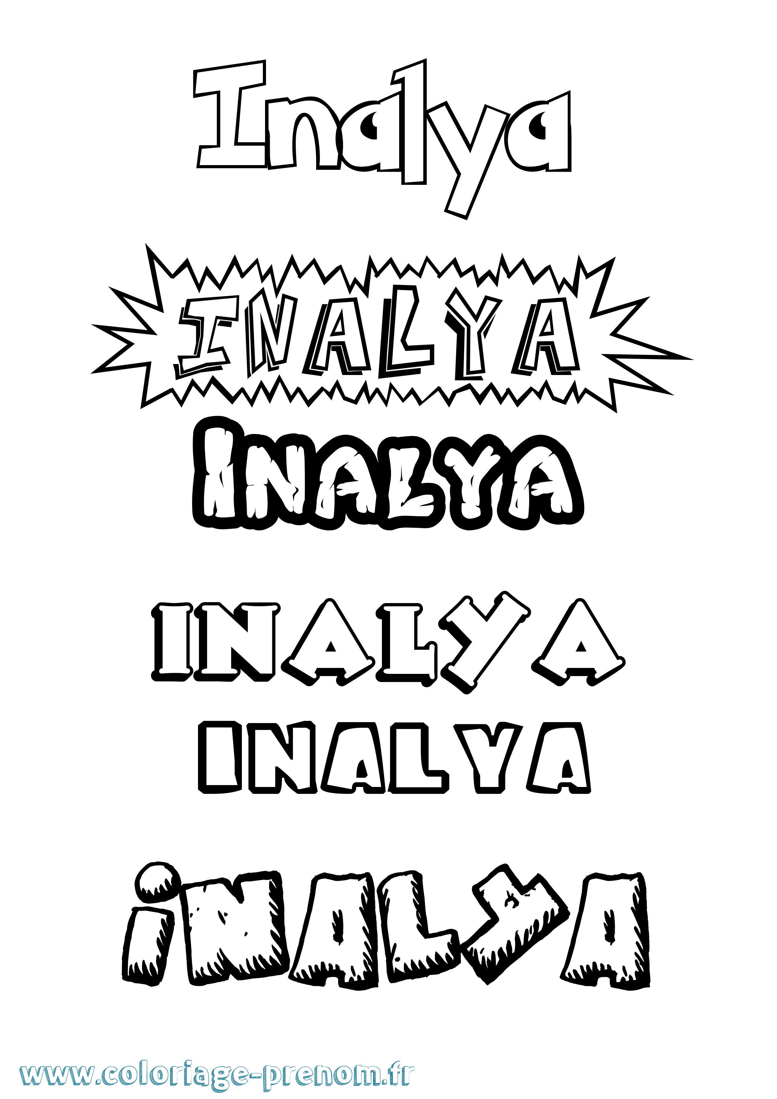 Coloriage Inalya Dessin Animé Coloriage prénom Inalya Dessin Animé