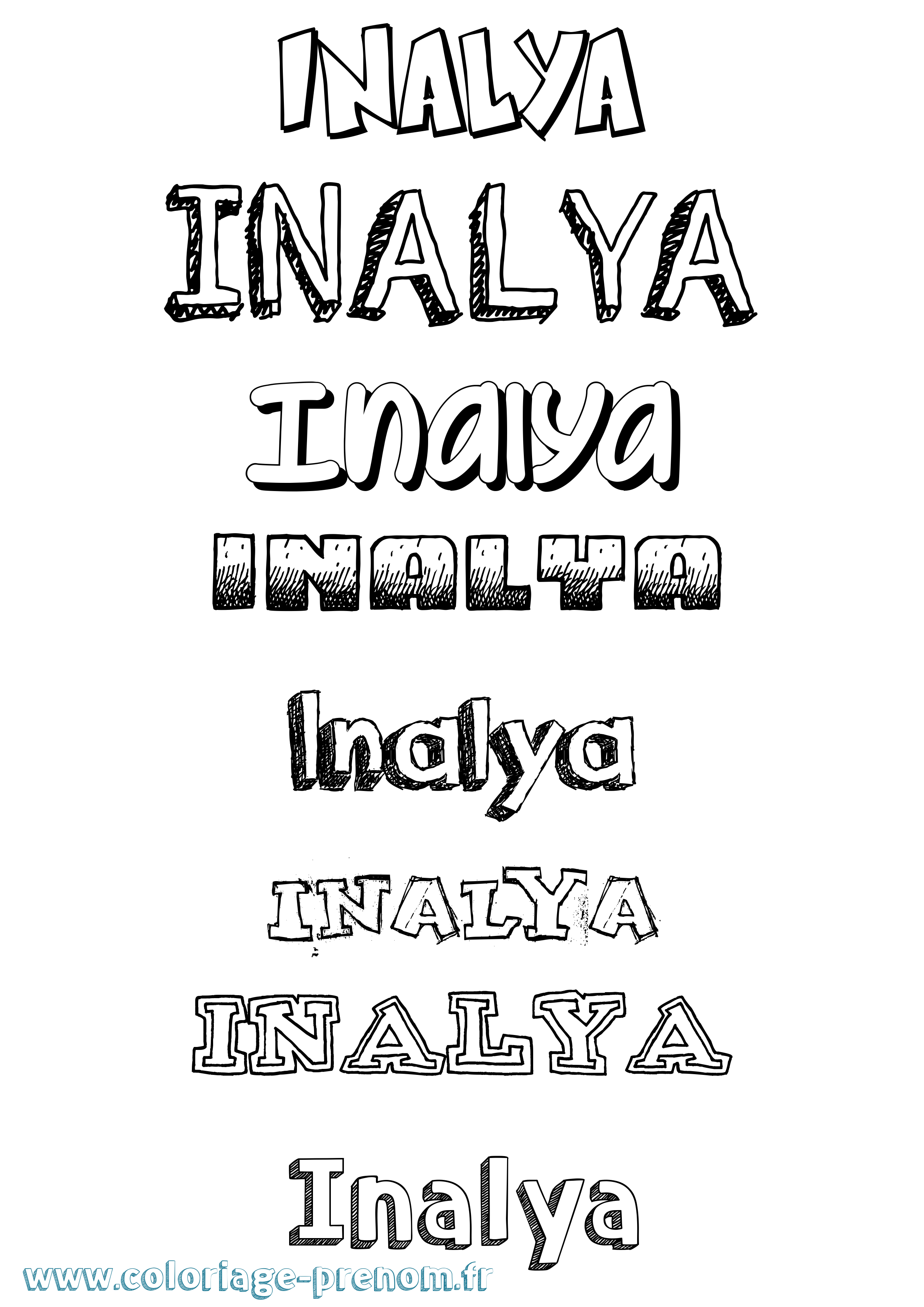 Coloriage prénom Inalya Dessiné