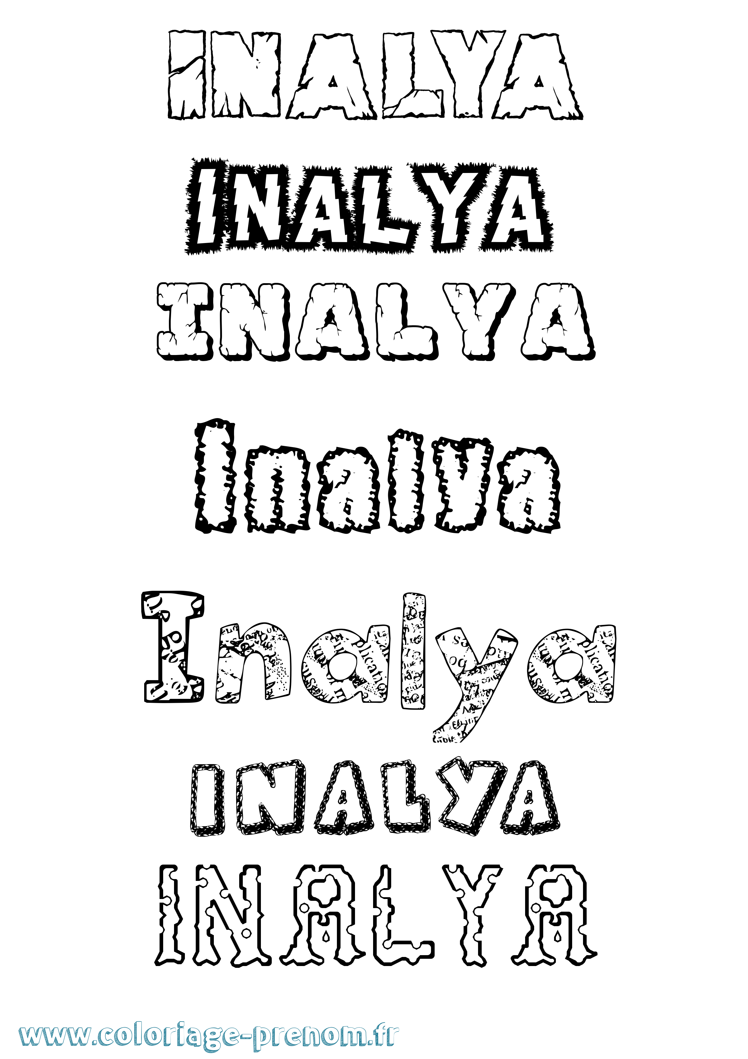 Coloriage Inalya Destructuré Coloriage prénom Inalya Destructuré