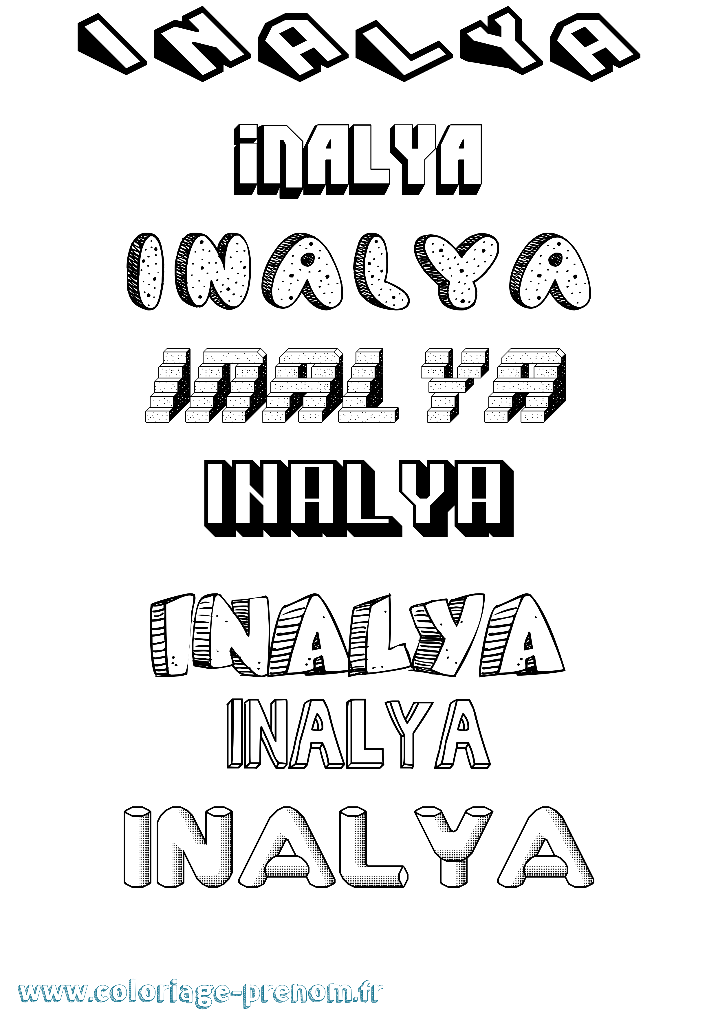 Coloriage Inalya Effet 3D Coloriage prénom Inalya Effet 3D