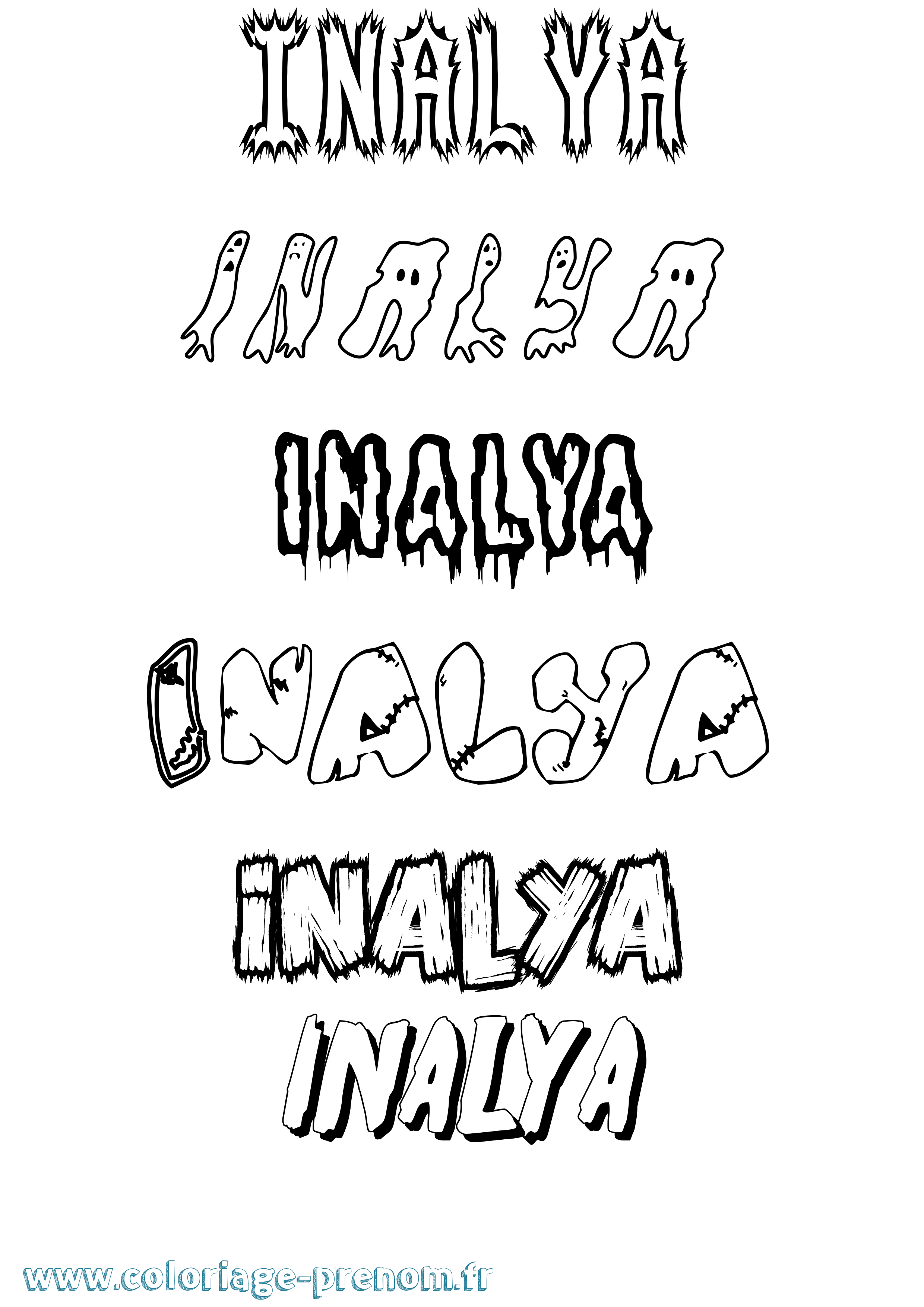 Coloriage Inalya Frisson Coloriage prénom Inalya Frisson