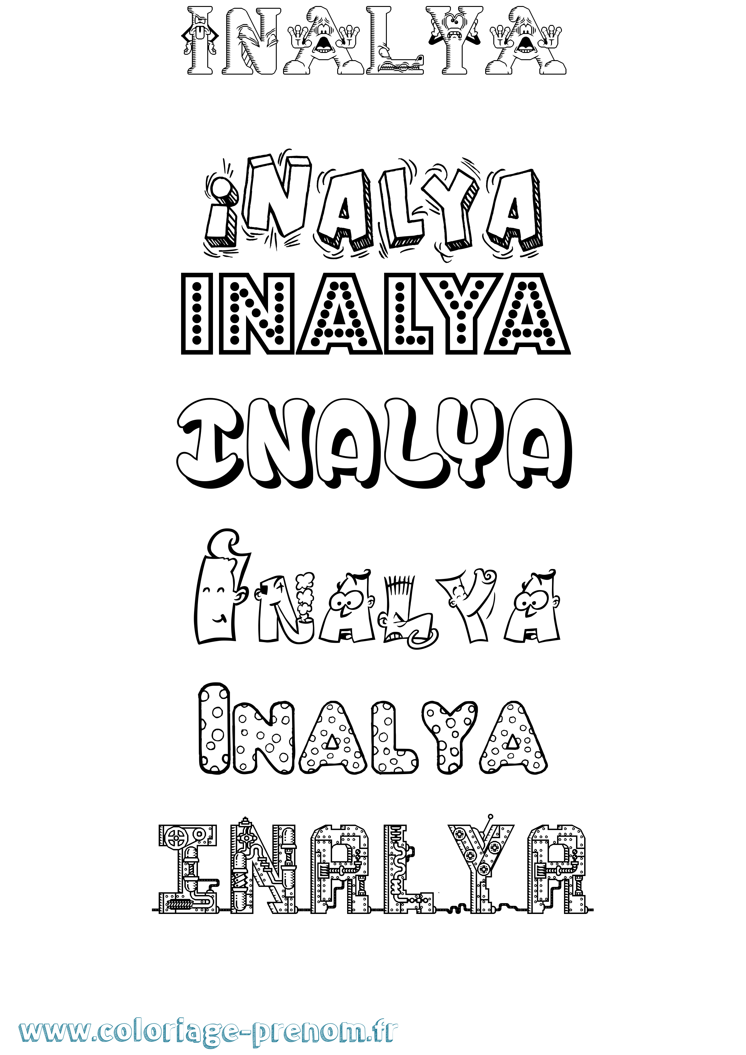 Coloriage prénom Inalya Fun