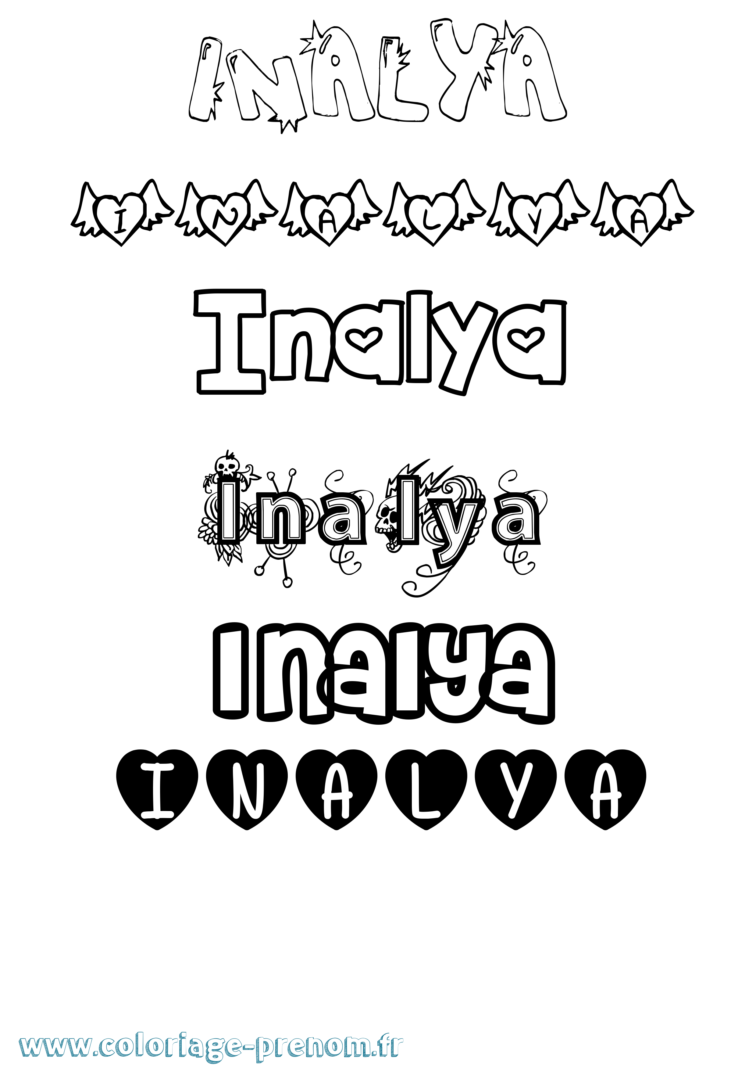 Coloriage Inalya Girly Coloriage prénom Inalya Girly