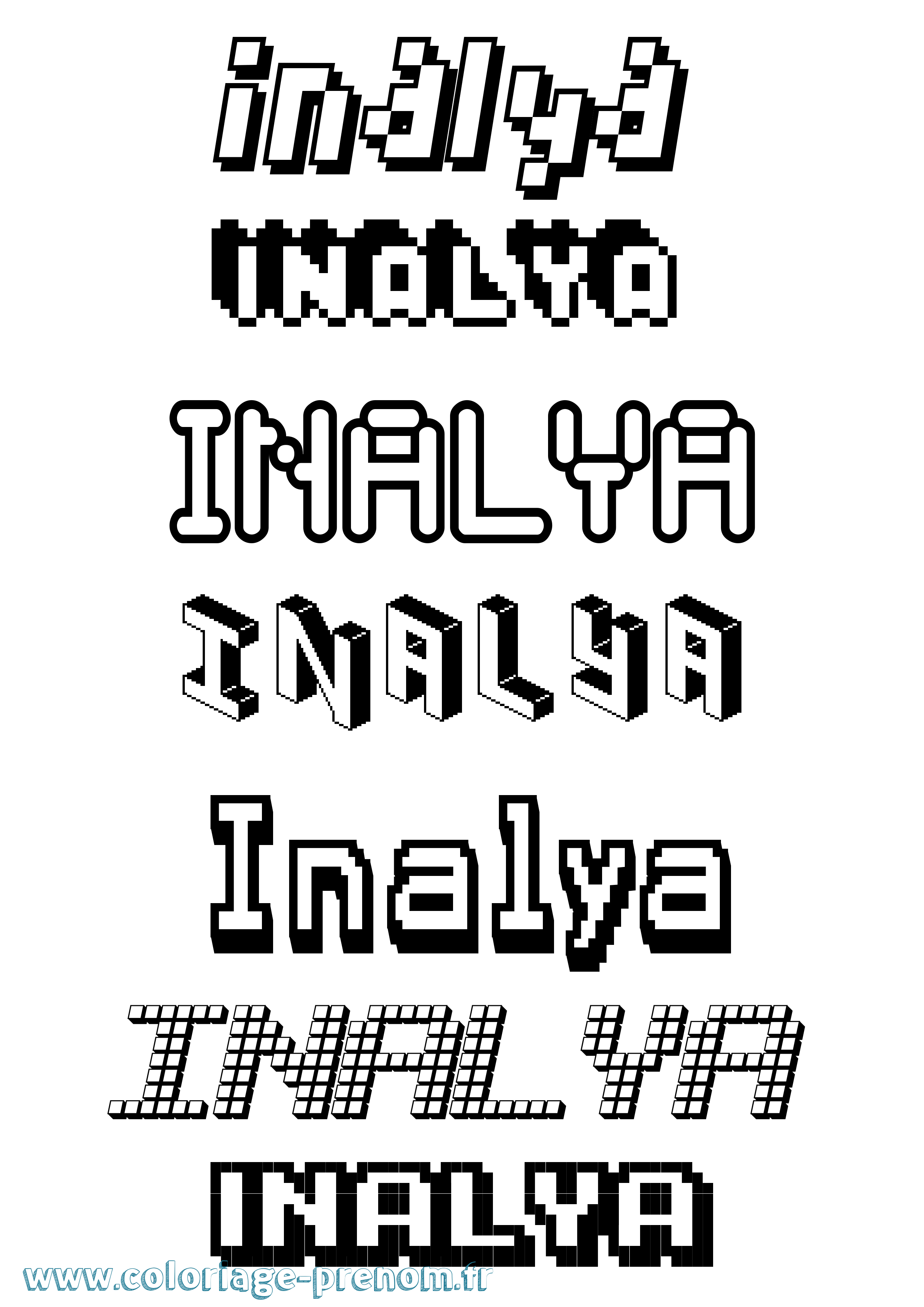 Coloriage prénom Inalya Pixel