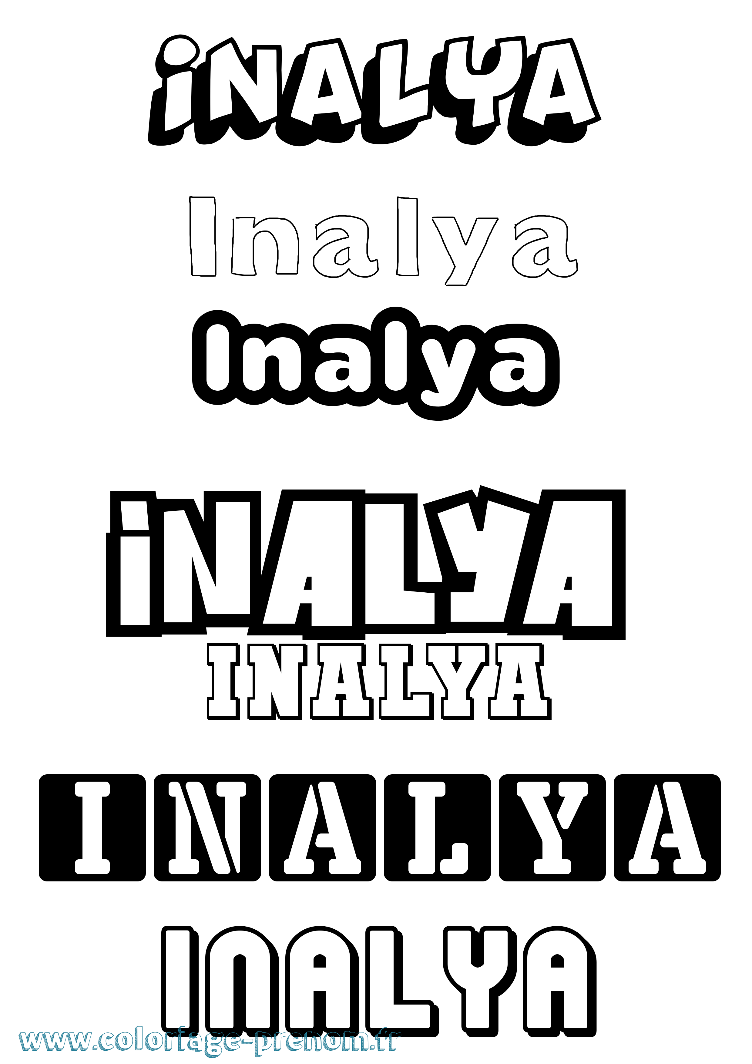 Coloriage prénom Inalya Simple