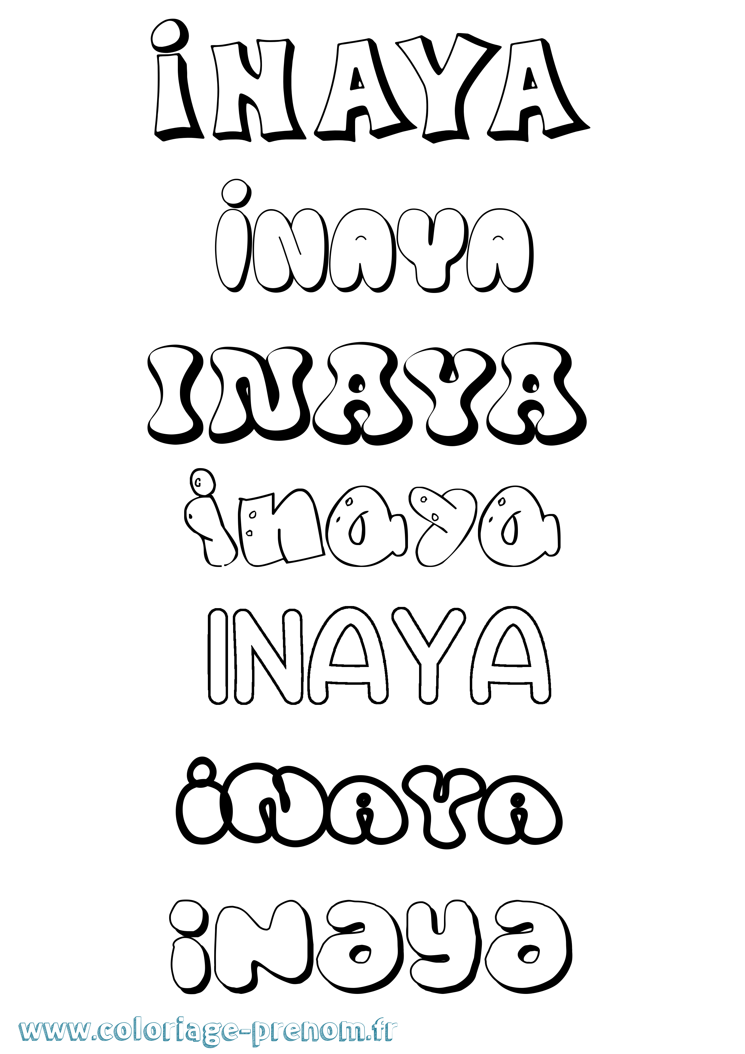Coloriage Inaya Bubble Coloriage prénom Inaya Bubble