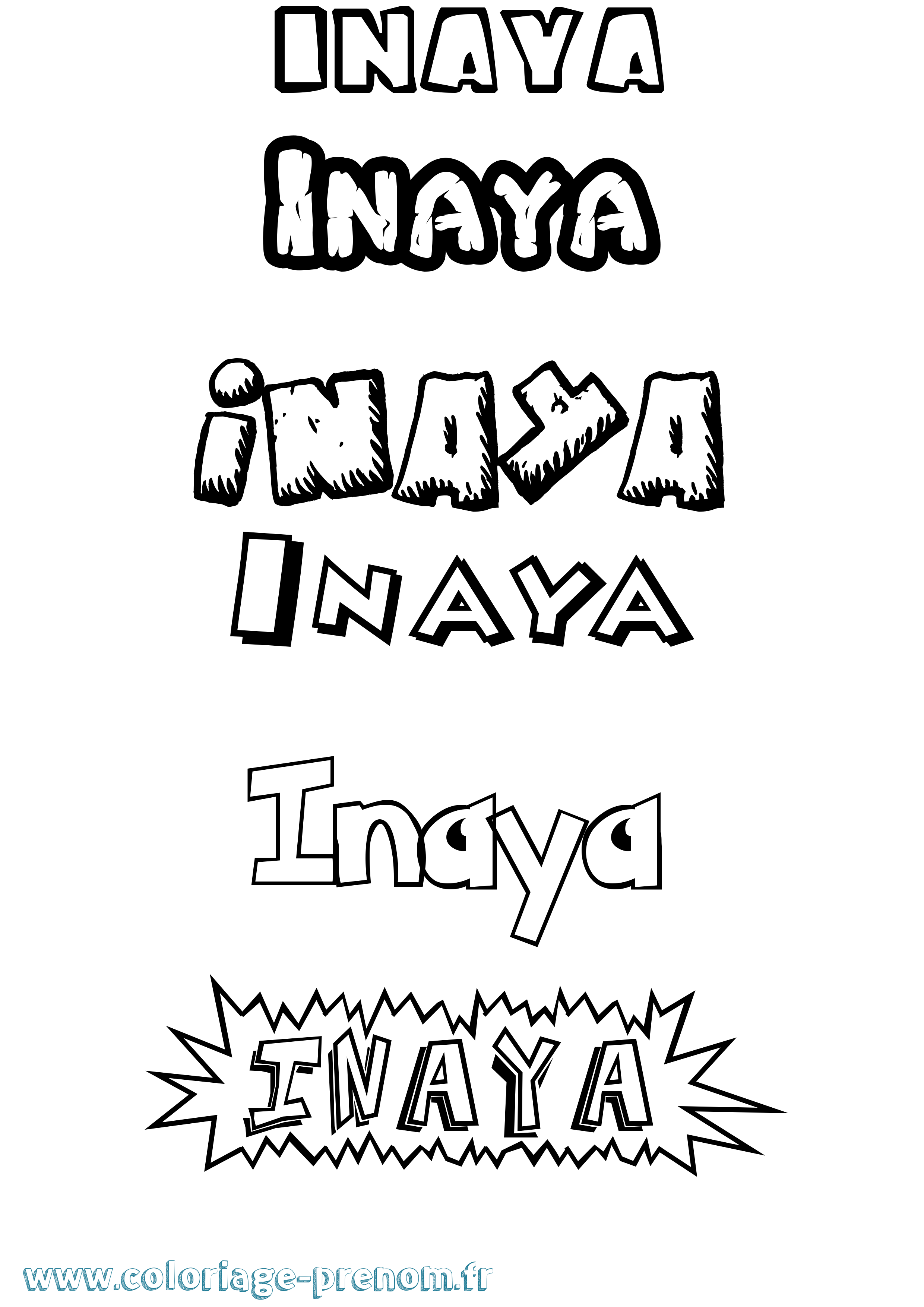 Coloriage Inaya Dessin Animé Coloriage prénom Inaya Dessin Animé