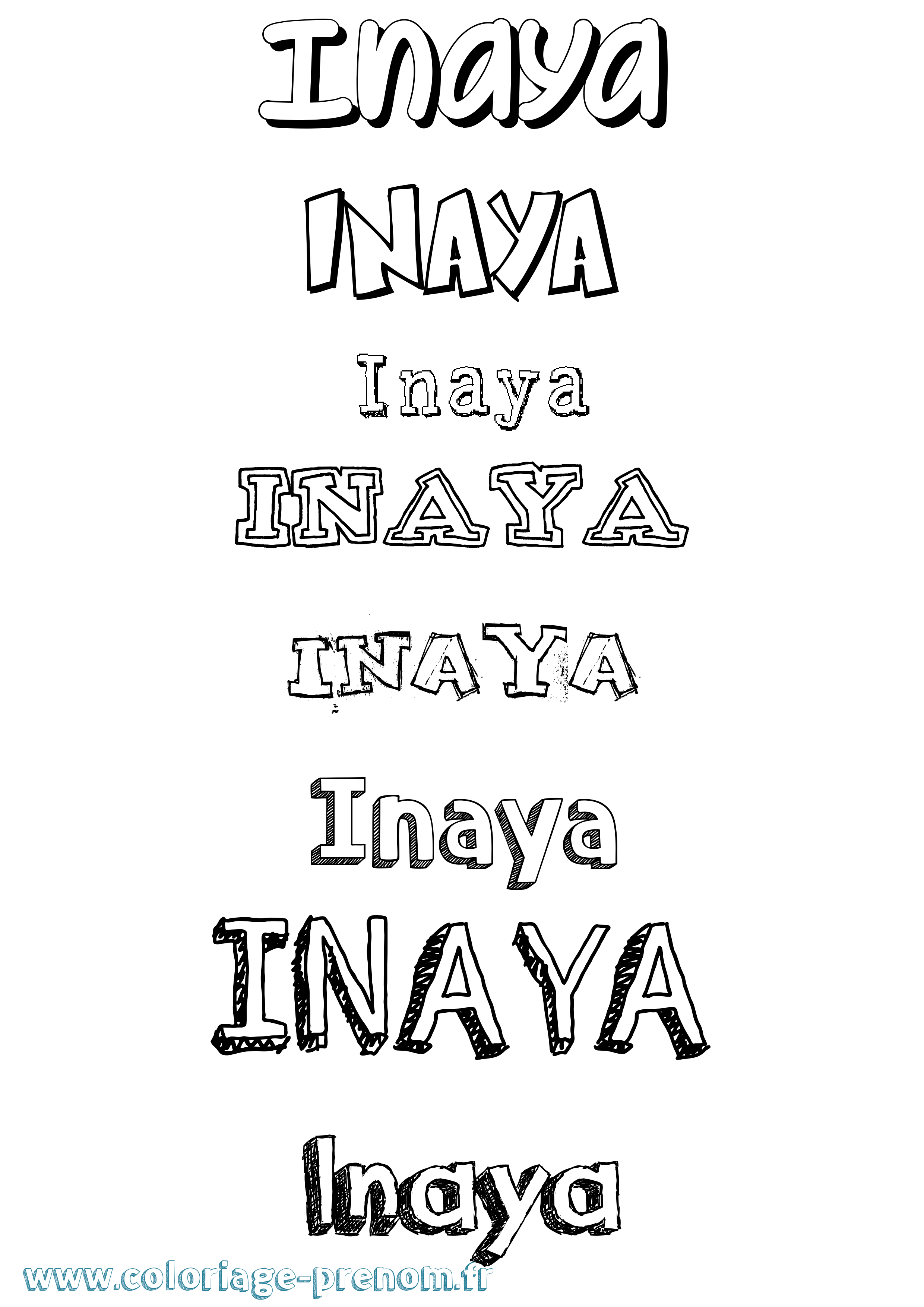 Coloriage Inaya Dessiné Coloriage prénom Inaya Dessiné