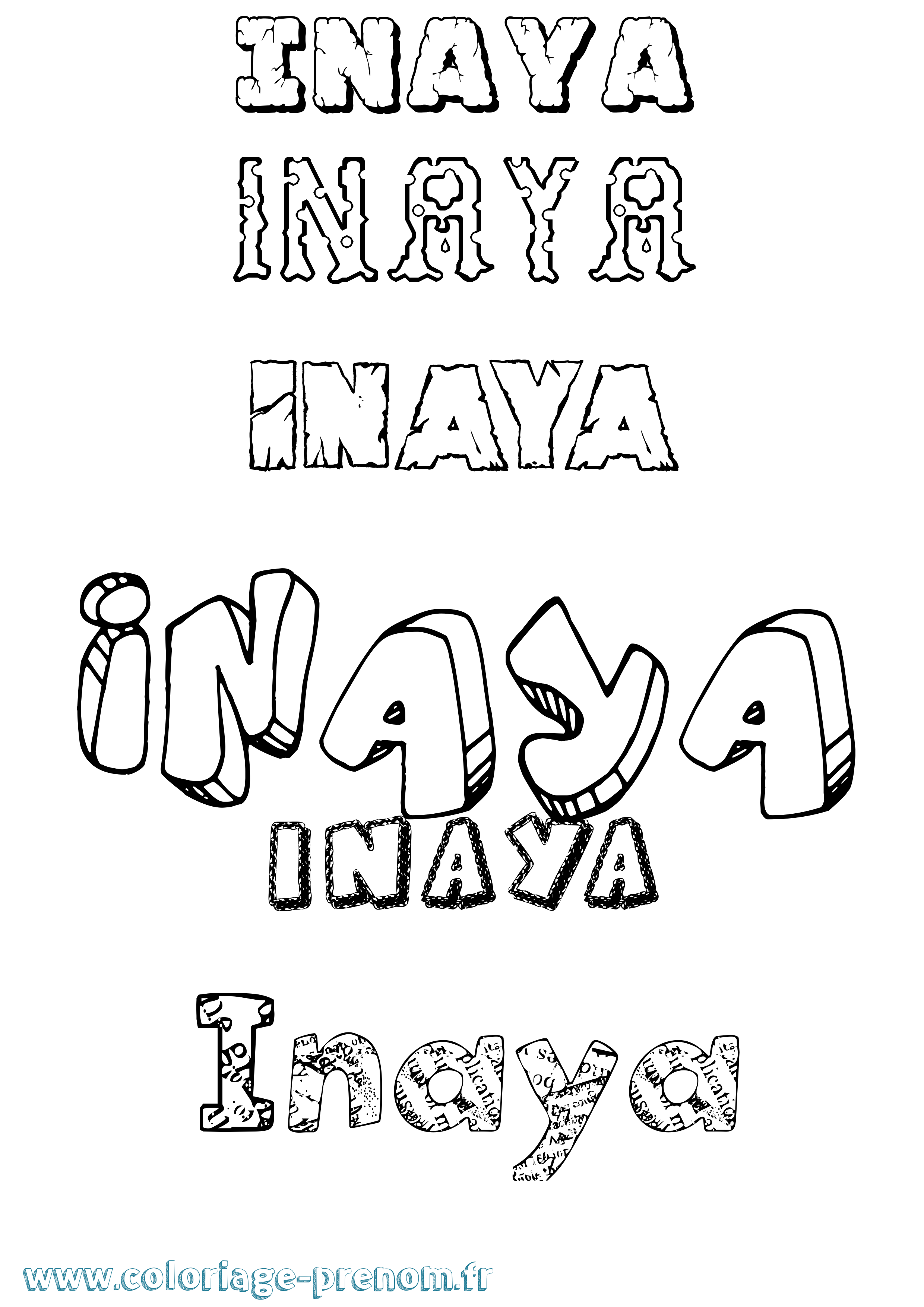 Coloriage Inaya Destructuré Coloriage prénom Inaya Destructuré