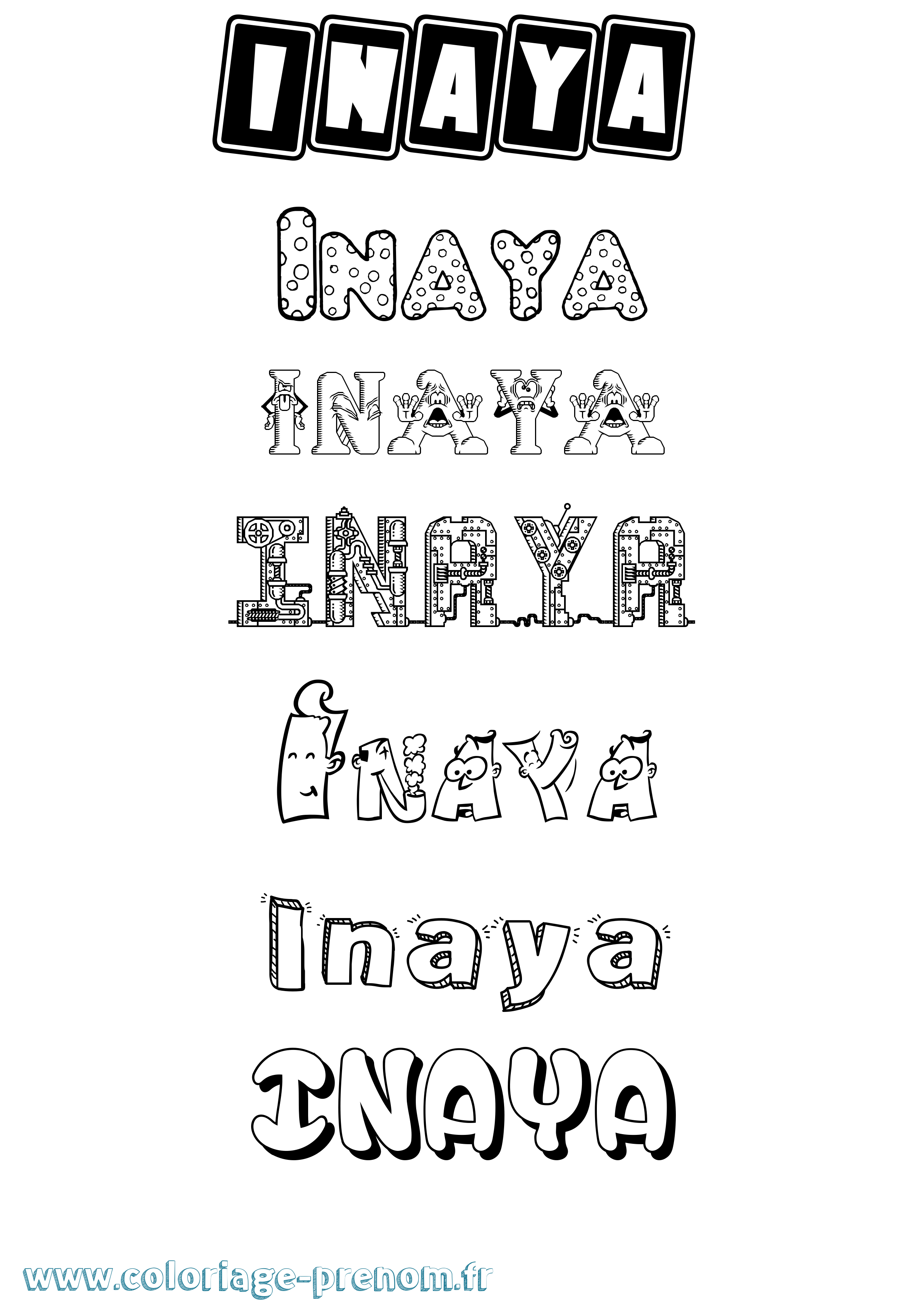 Coloriage Inaya Fun Coloriage prénom Inaya Fun