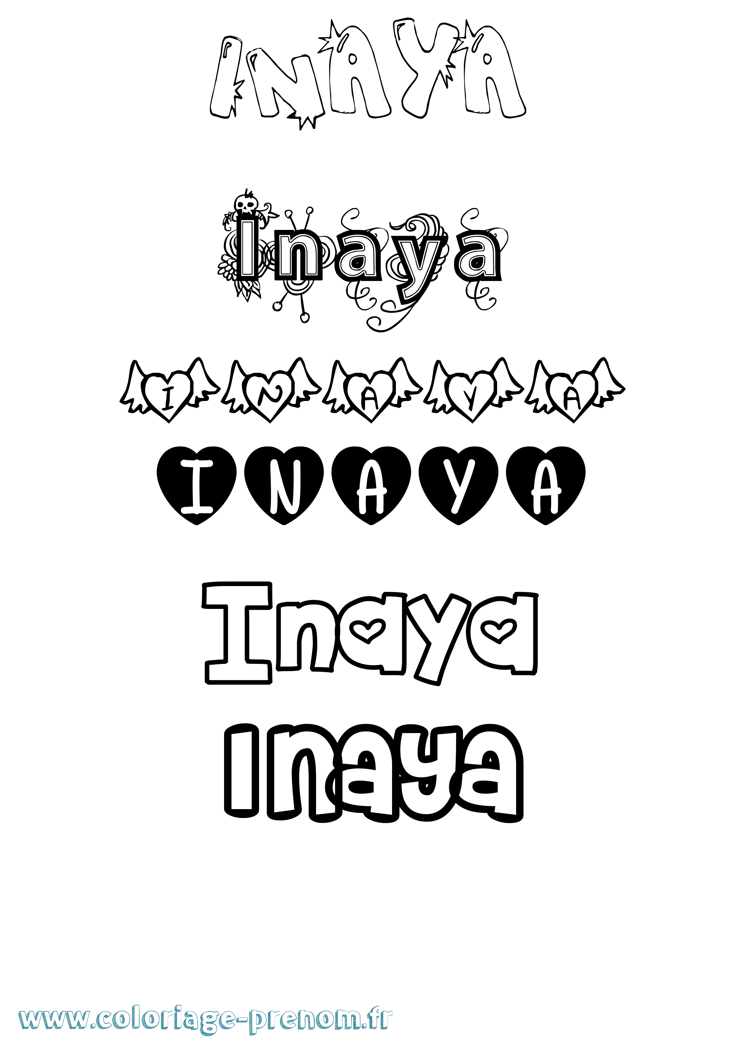 Coloriage Inaya Girly Coloriage prénom Inaya Girly