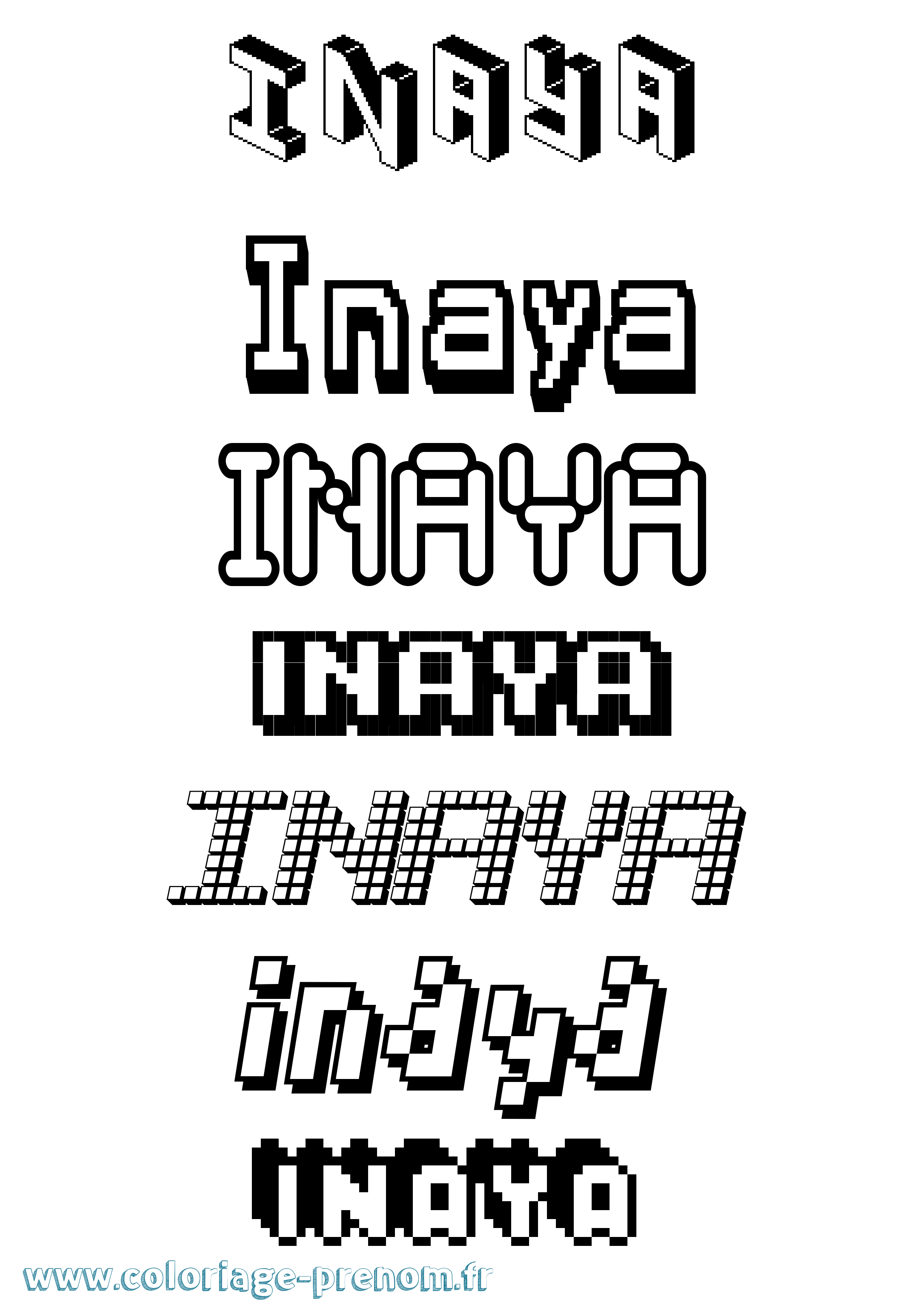 Coloriage Inaya Pixel Coloriage prénom Inaya Pixel