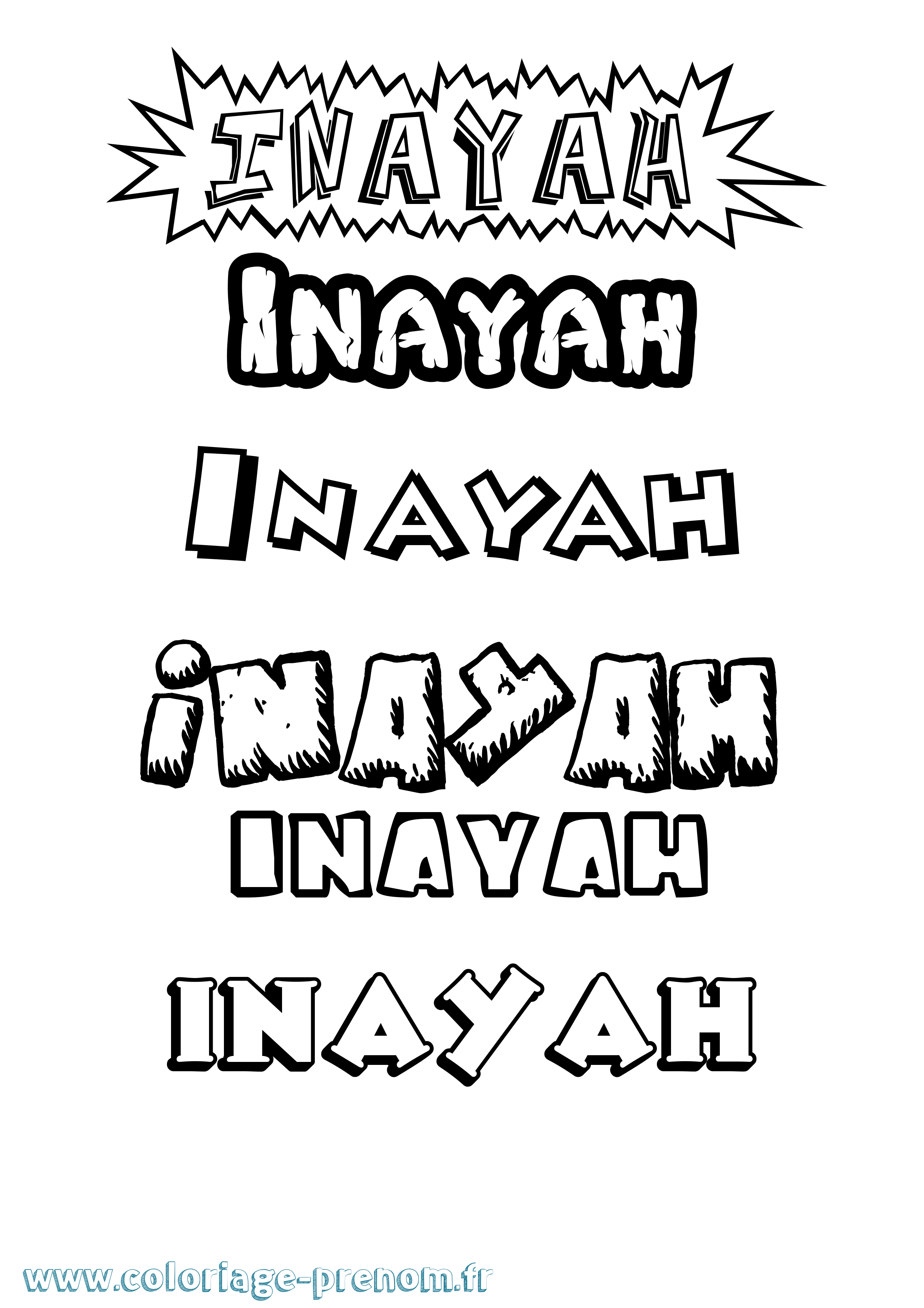 Coloriage prénom Inayah Dessin Animé