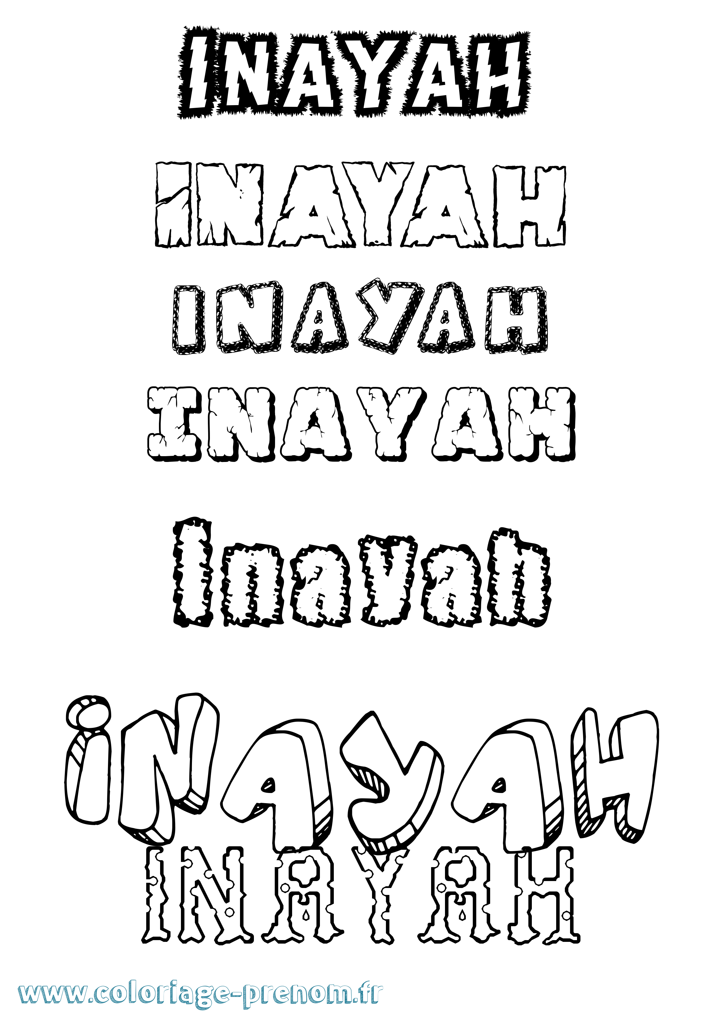 Coloriage prénom Inayah Destructuré