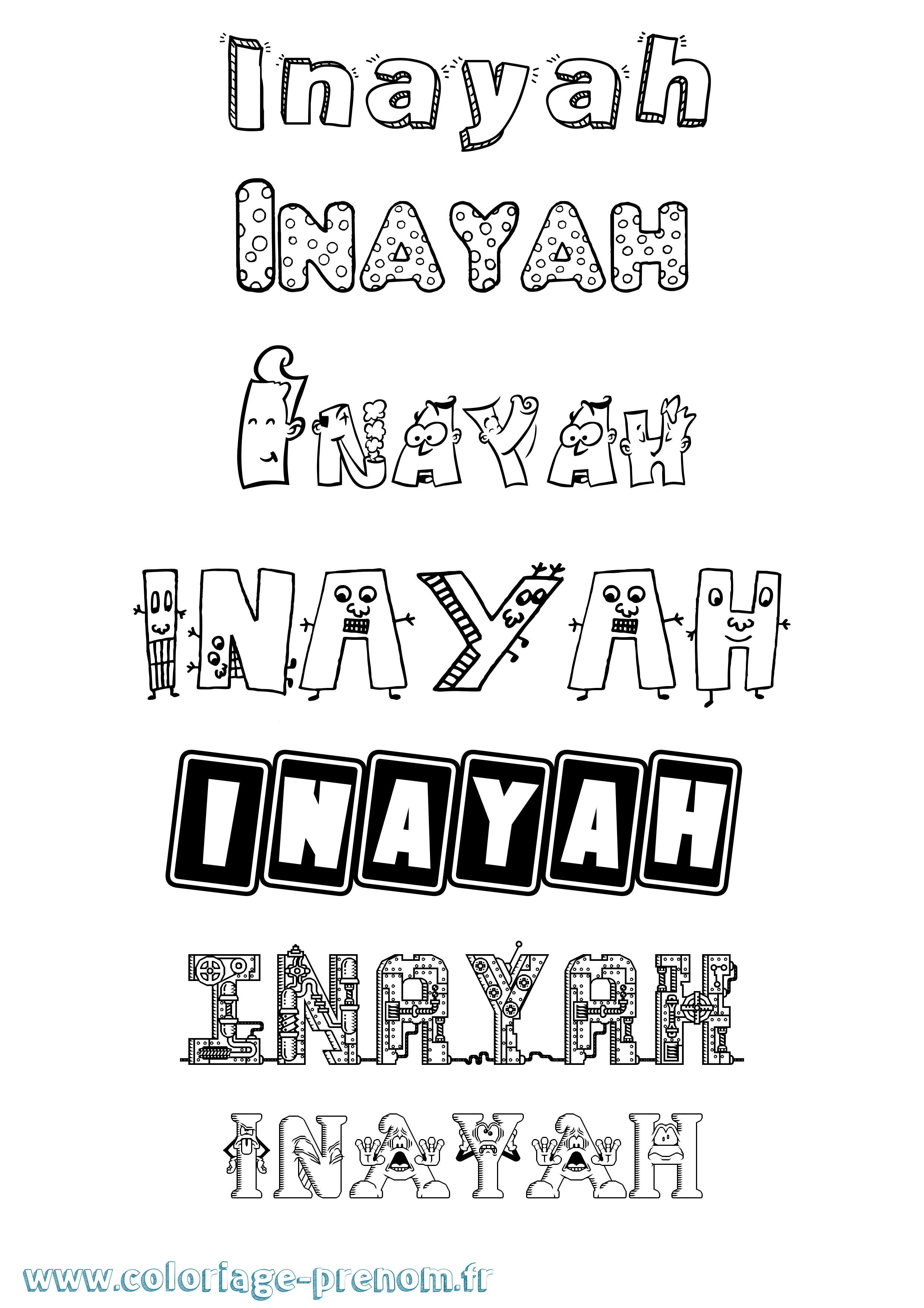 Coloriage prénom Inayah Fun