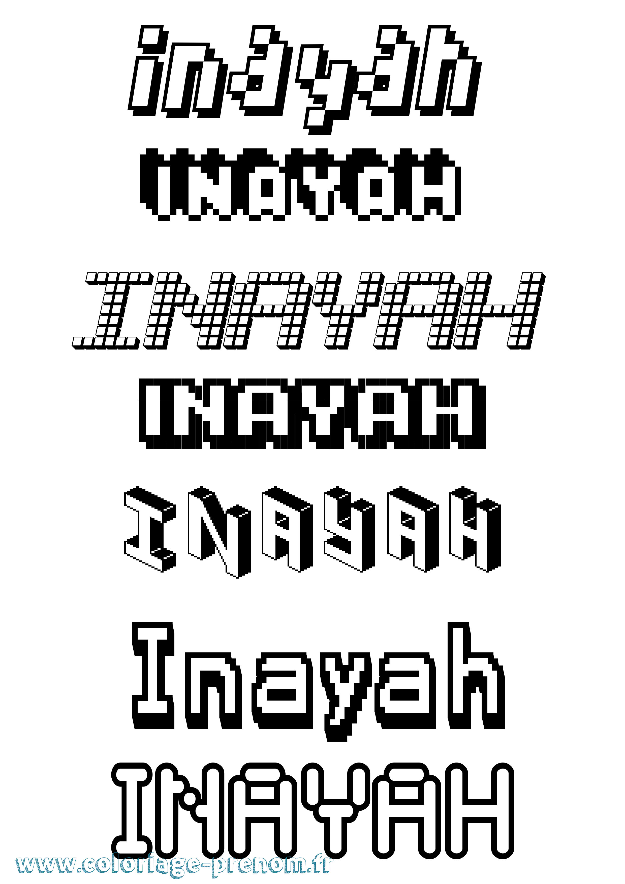 Coloriage prénom Inayah Pixel