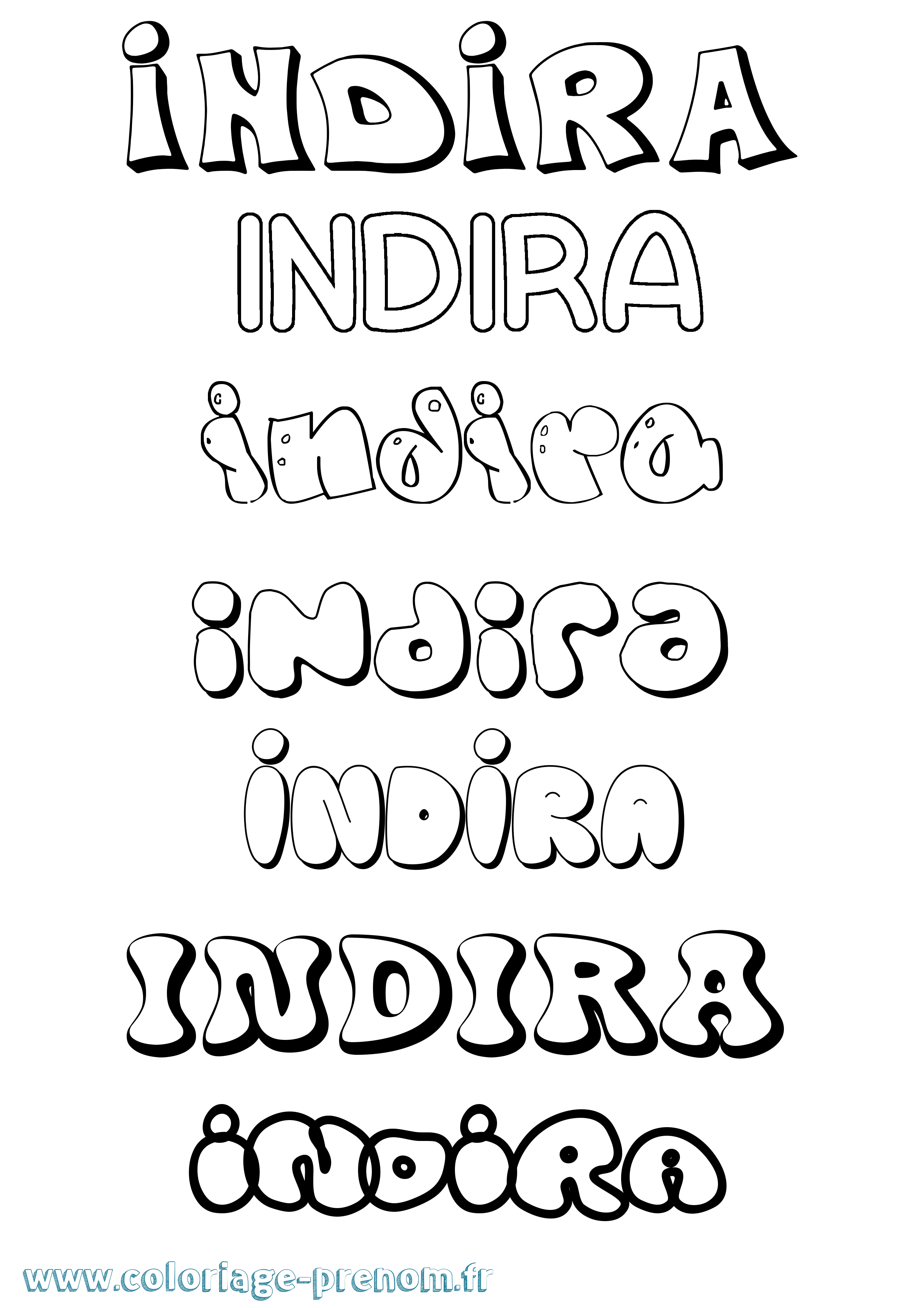 Coloriage prénom Indira Bubble