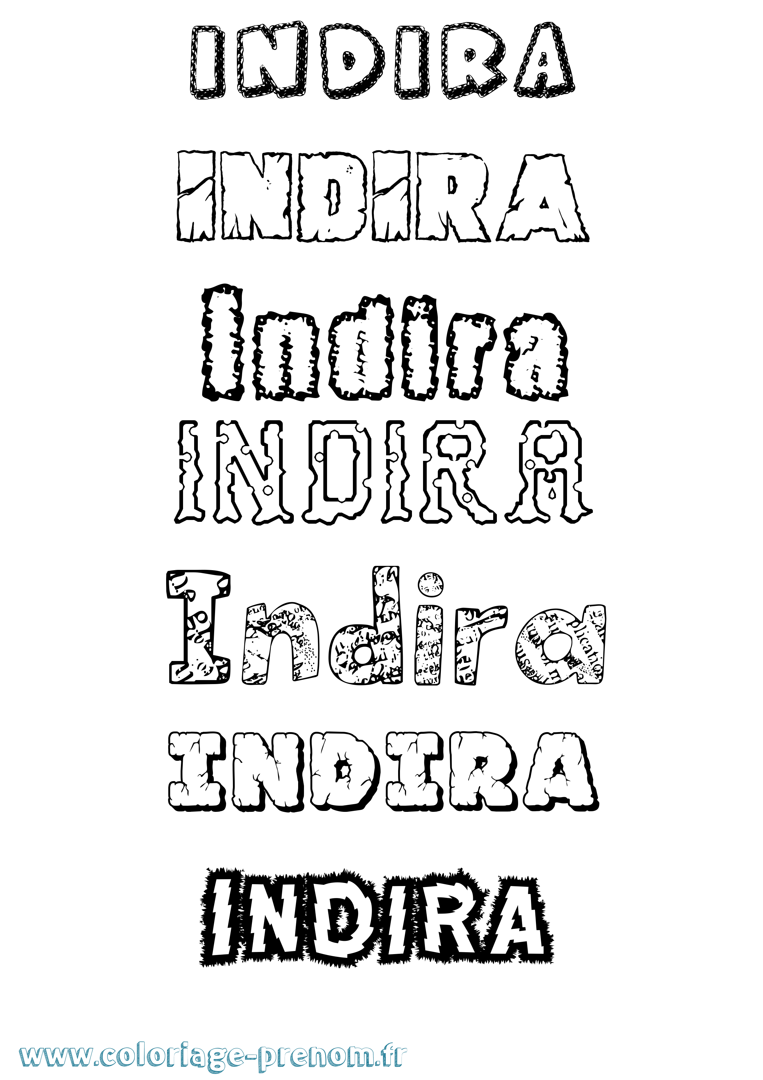 Coloriage prénom Indira Destructuré
