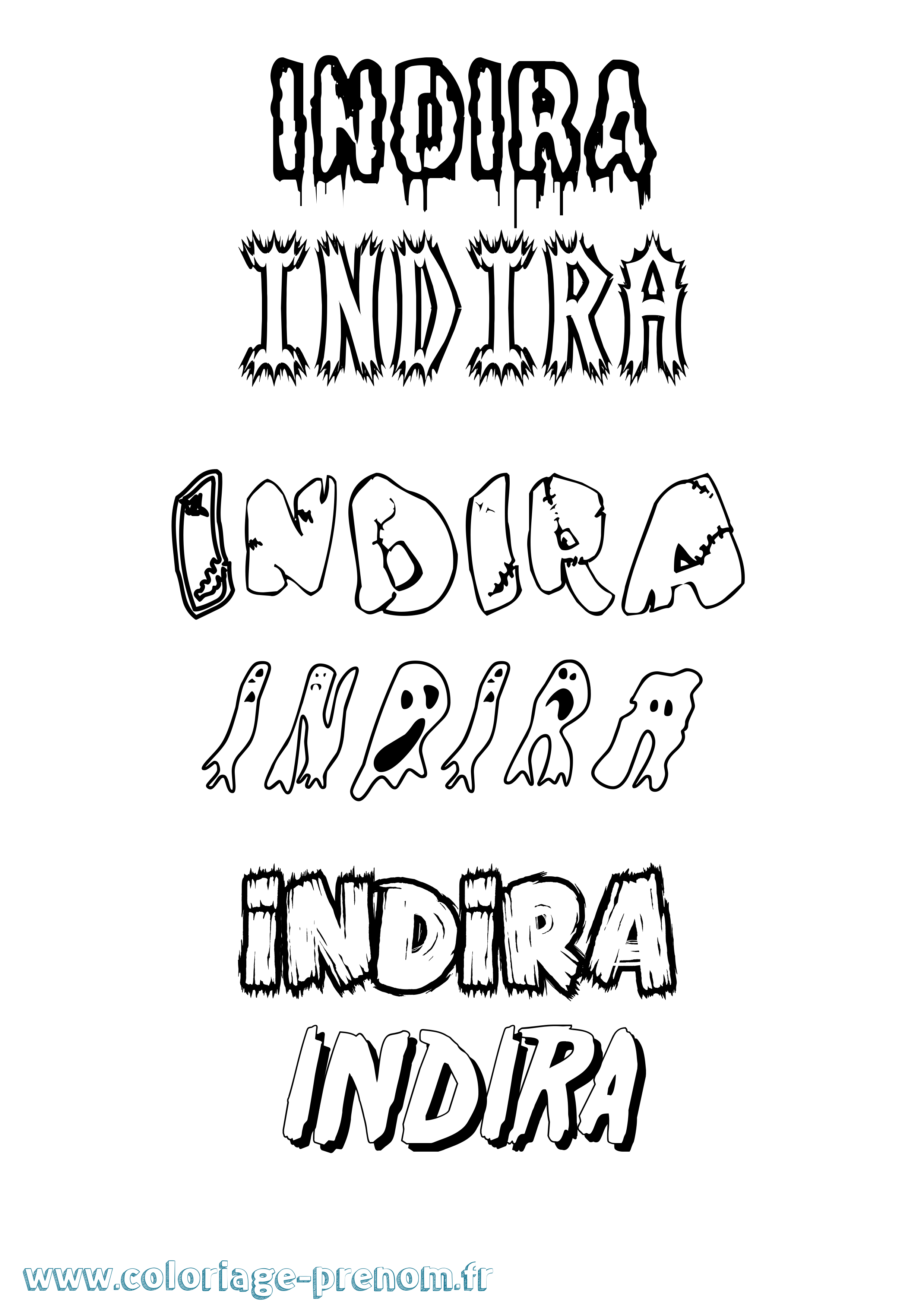 Coloriage prénom Indira Frisson