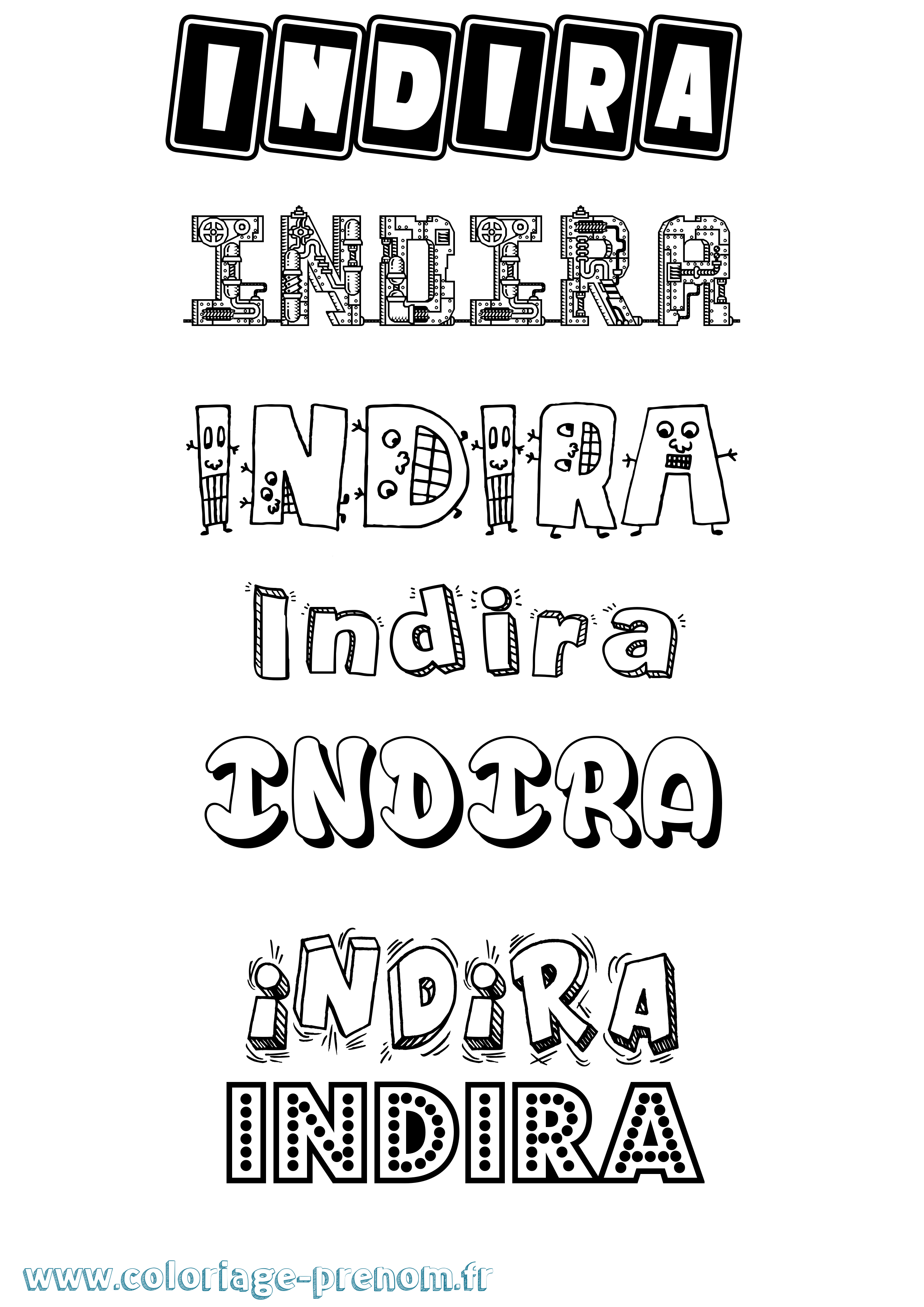 Coloriage prénom Indira Fun
