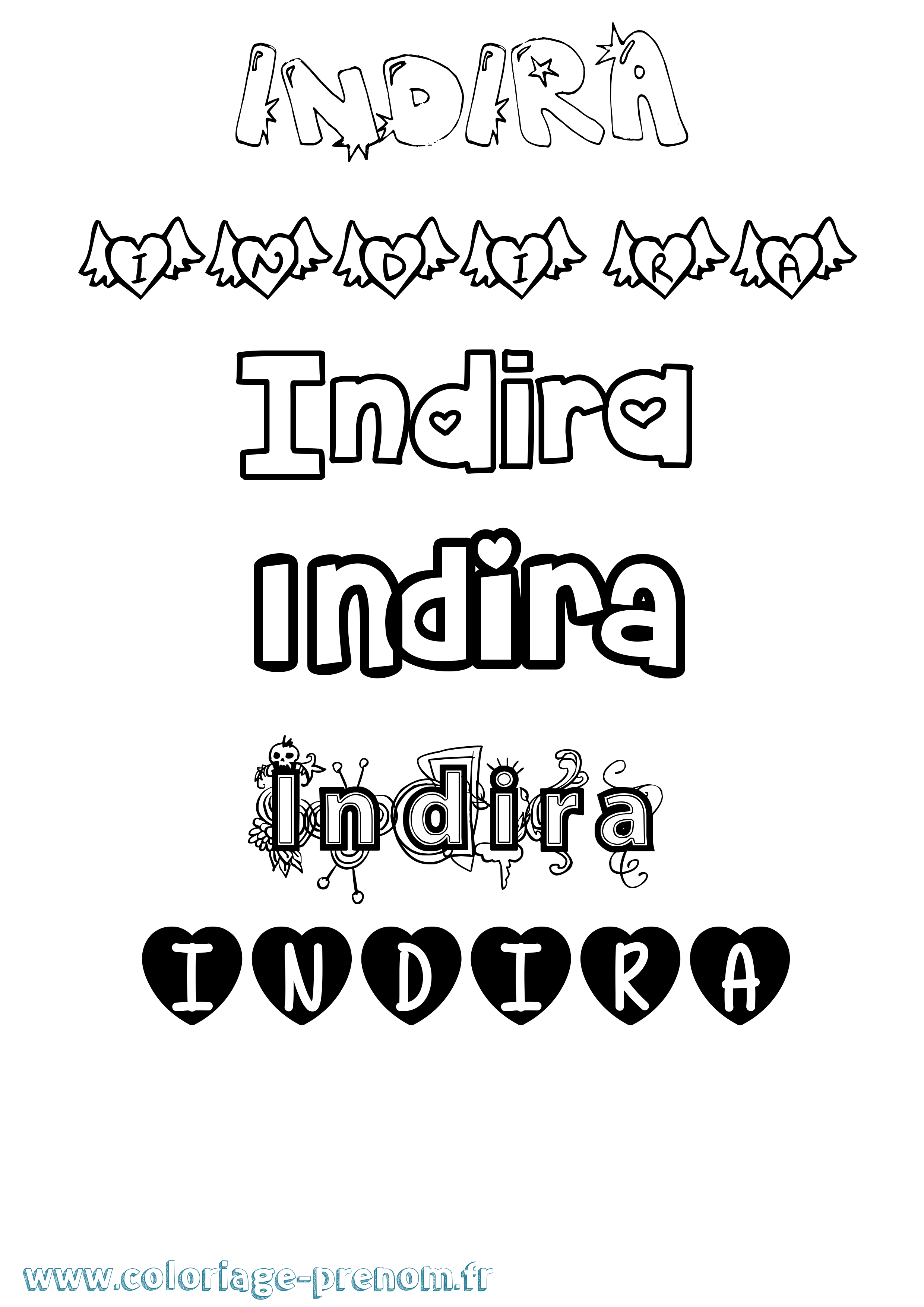 Coloriage prénom Indira Girly