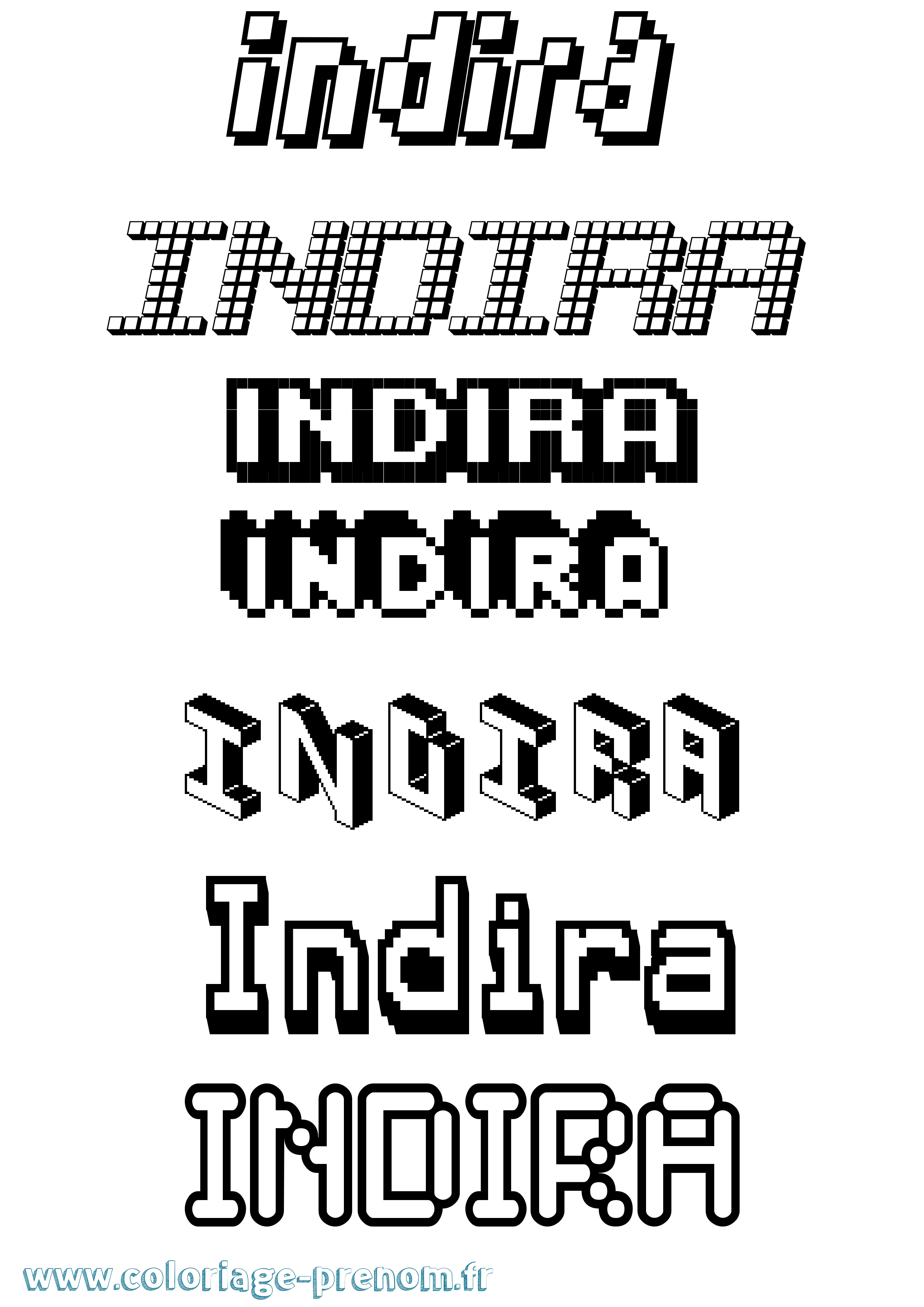 Coloriage prénom Indira Pixel