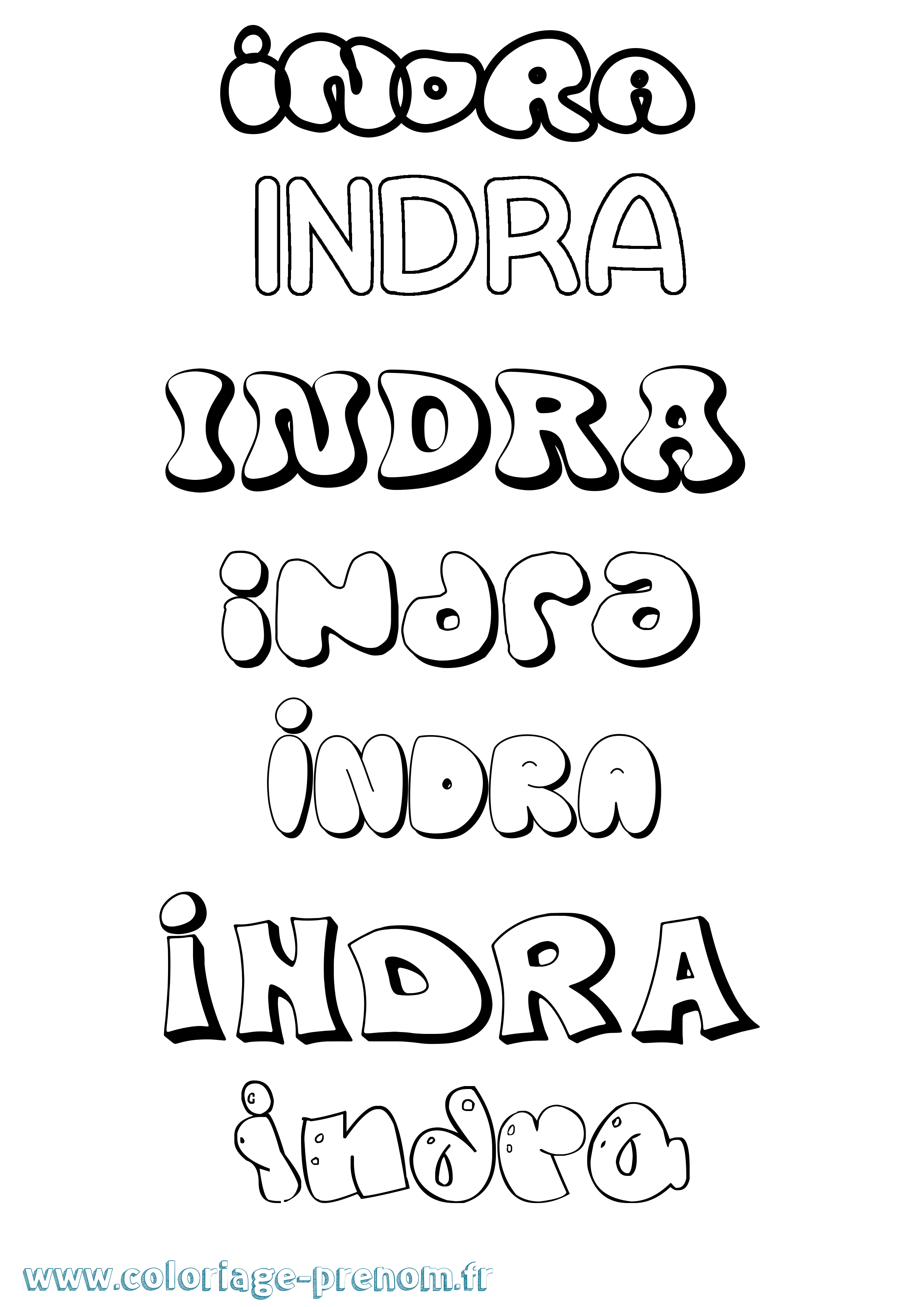 Coloriage Indra Bubble Coloriage prénom Indra Bubble