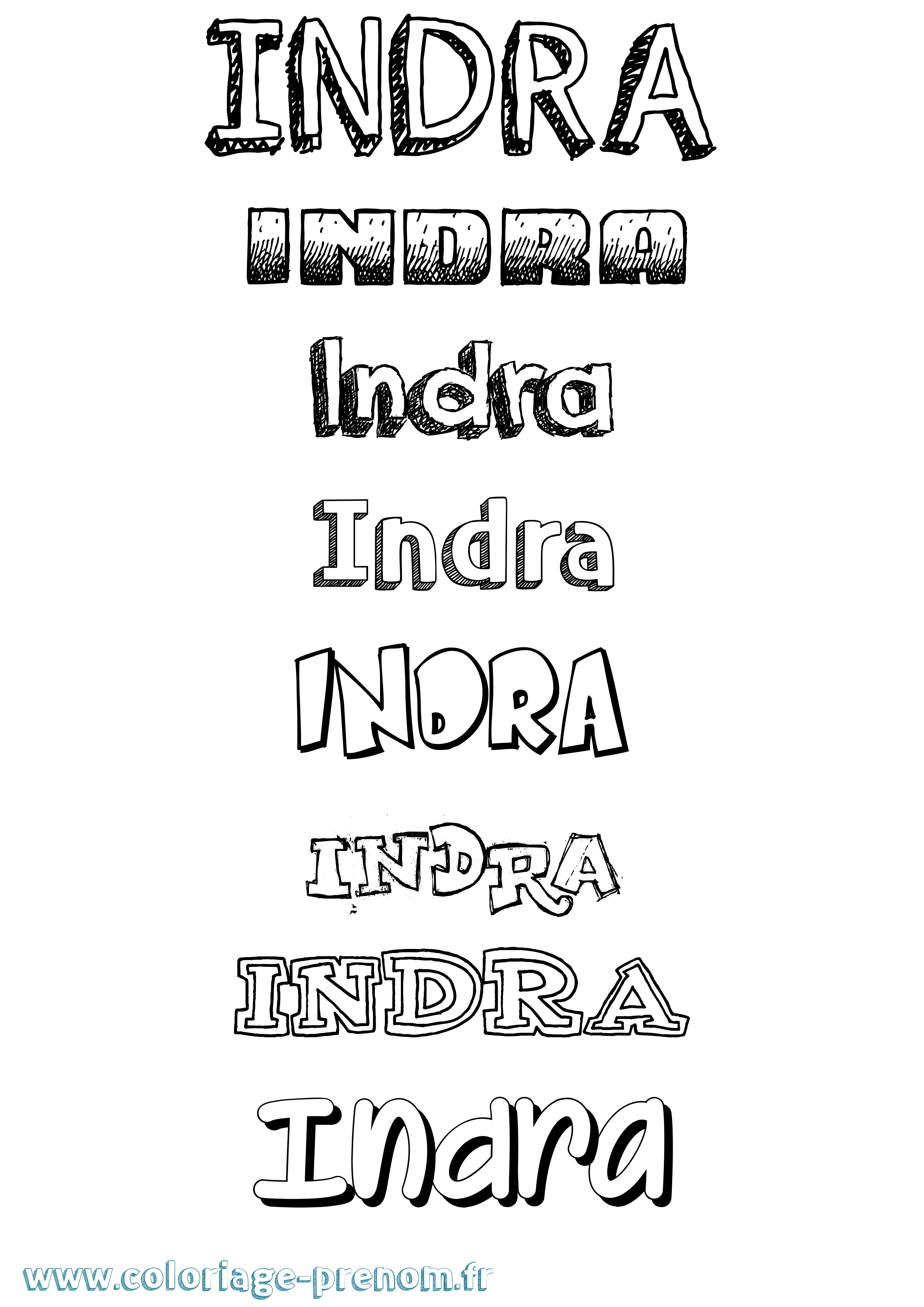 Coloriage Indra Dessiné Coloriage prénom Indra Dessiné