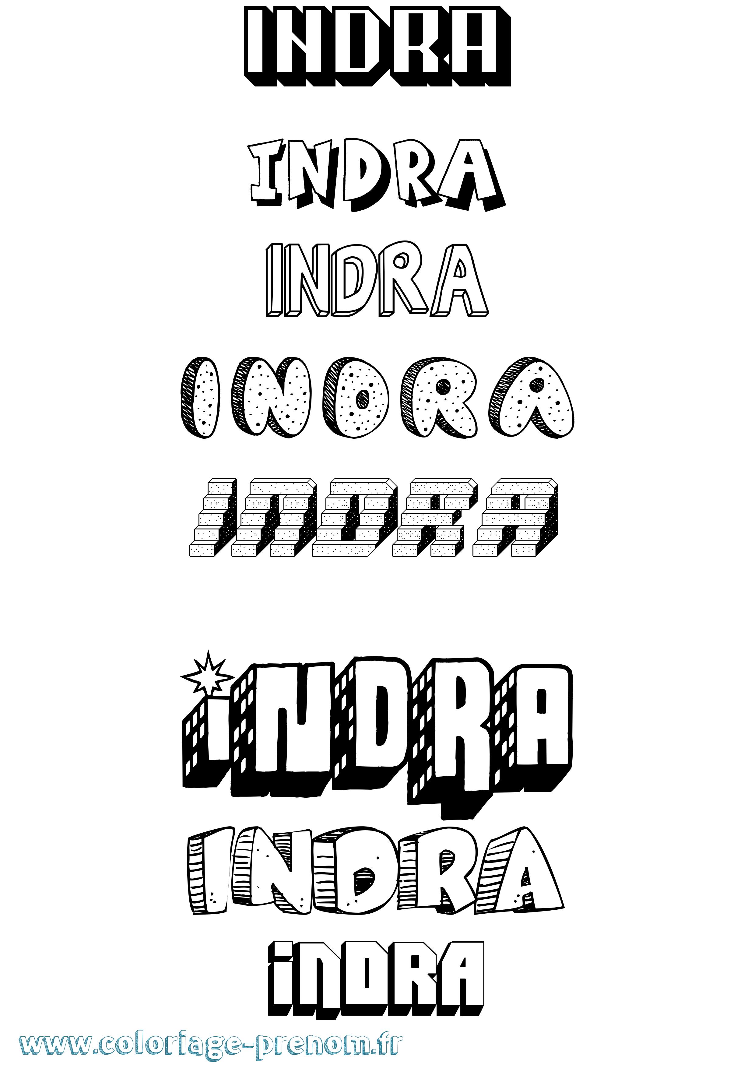 Coloriage Indra Effet 3D Coloriage prénom Indra Effet 3D