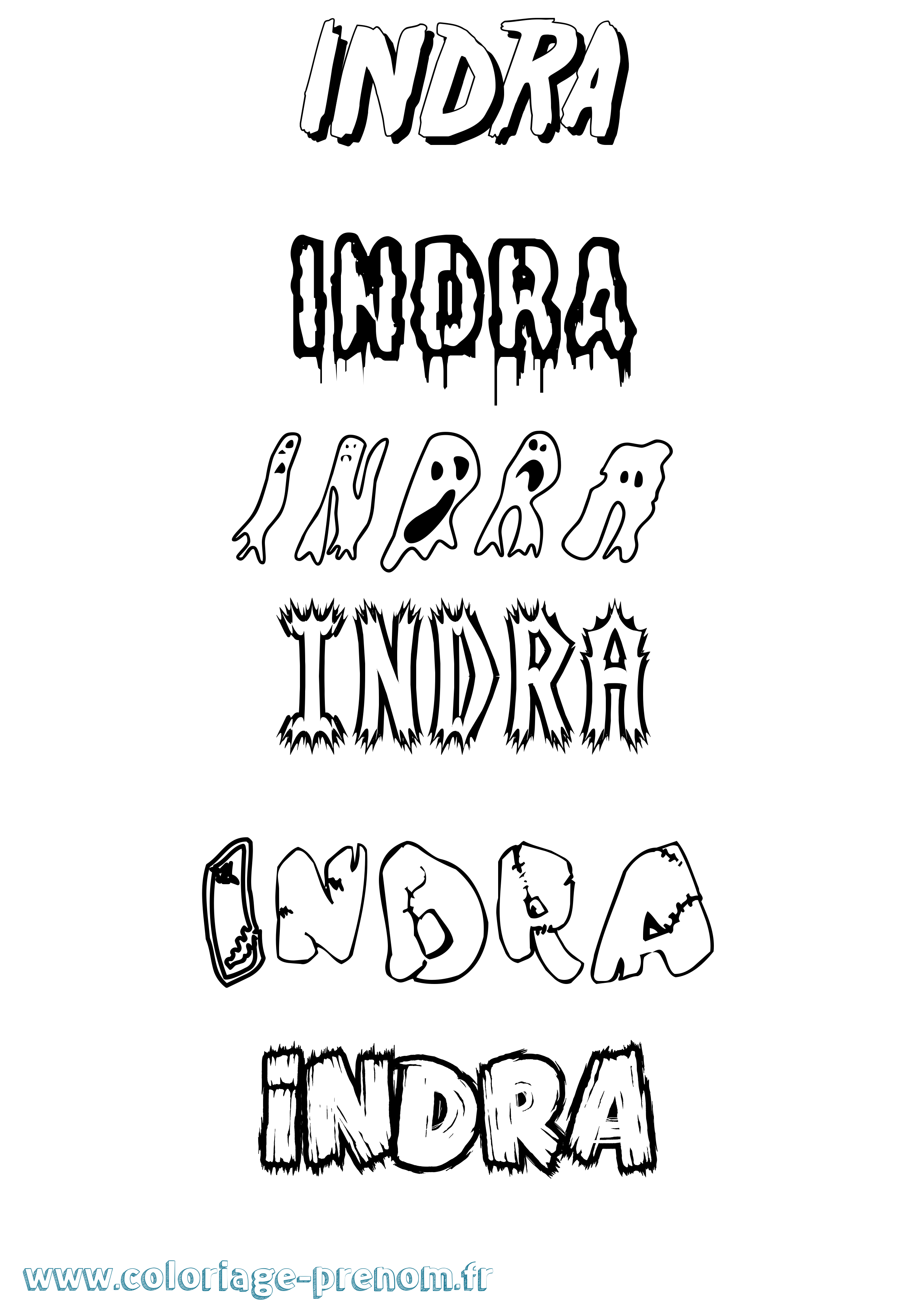 Coloriage Indra Frisson Coloriage prénom Indra Frisson