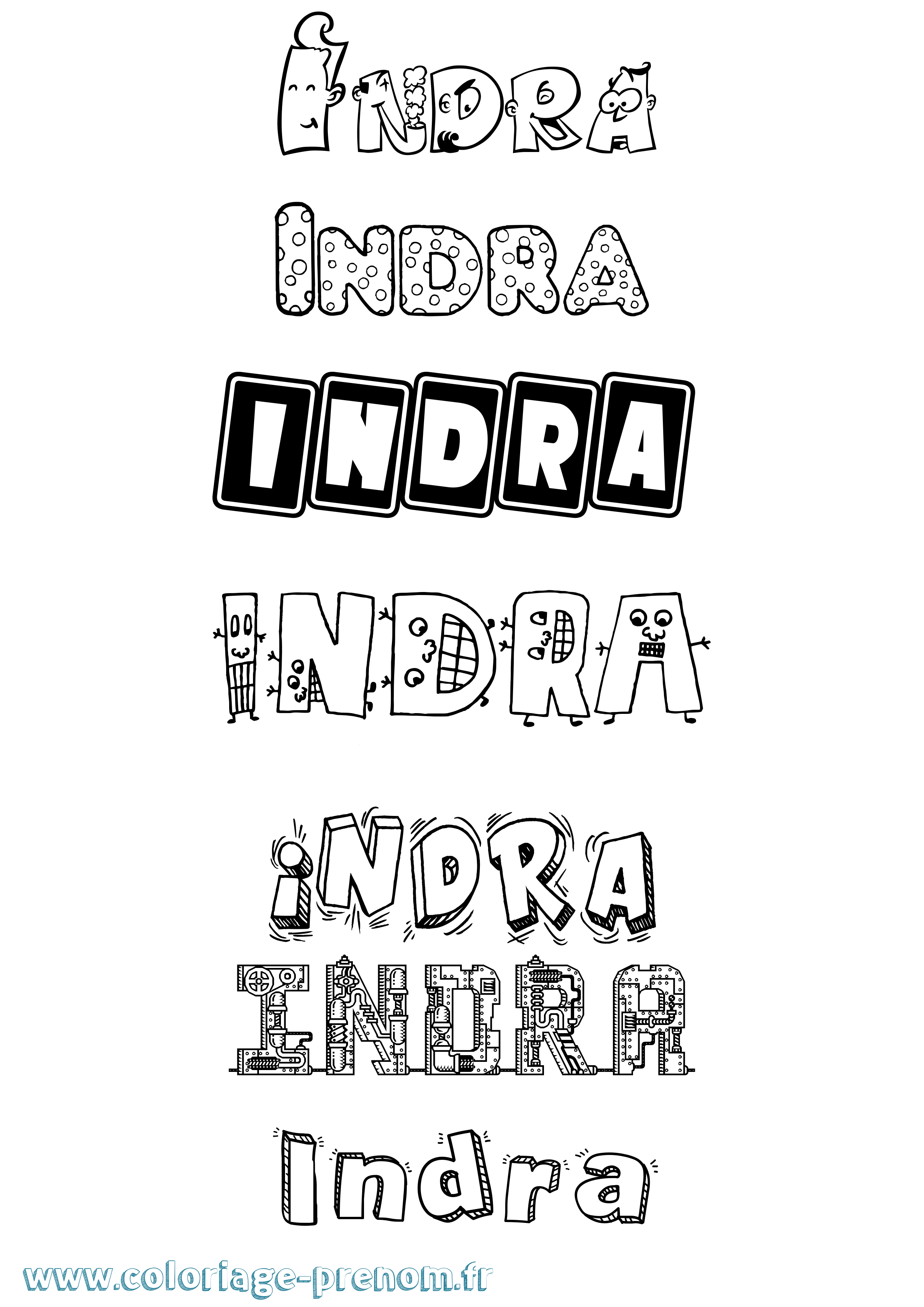 Coloriage Indra Fun Coloriage prénom Indra Fun