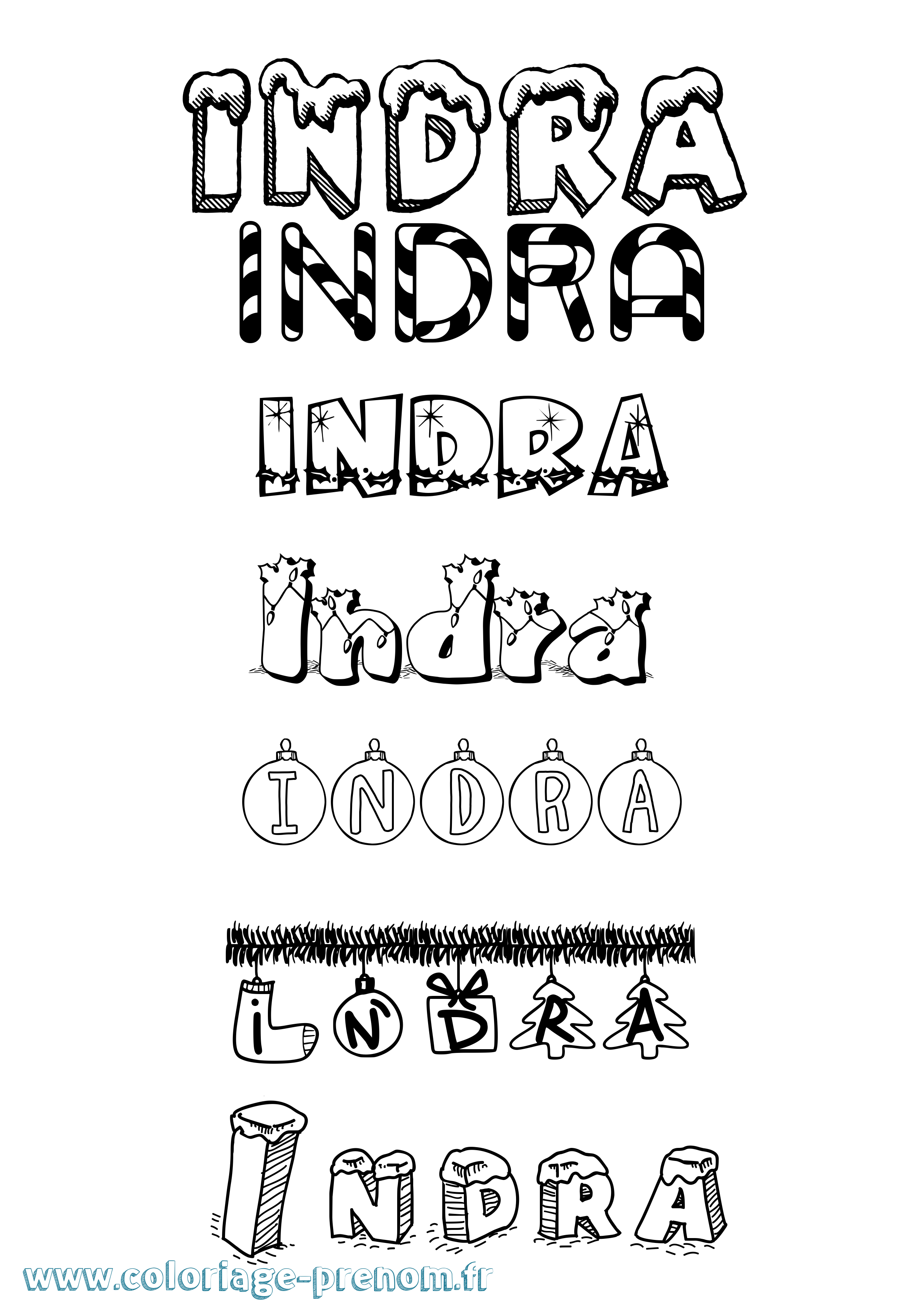 Coloriage Indra Noël Coloriage prénom Indra Noël