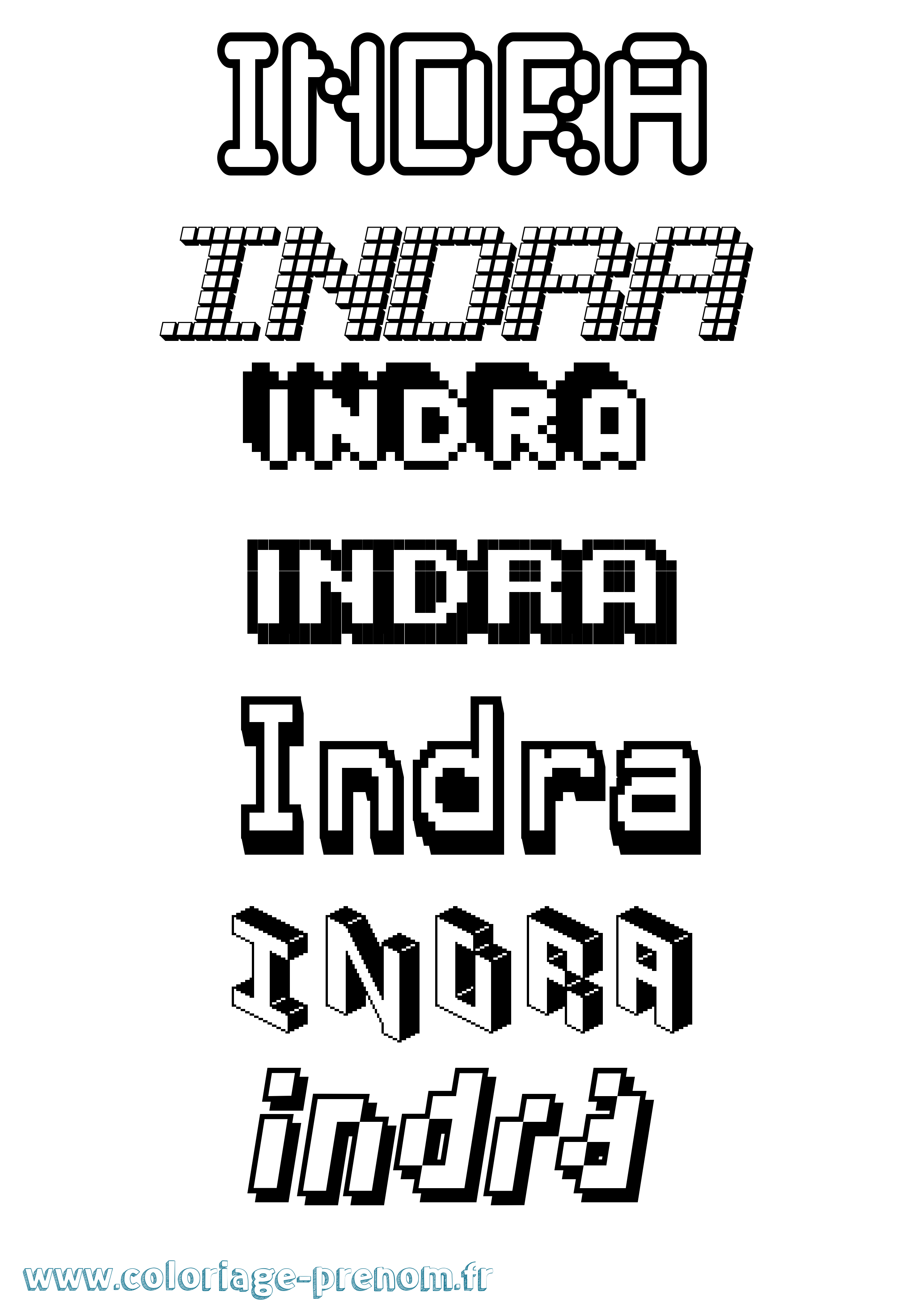 Coloriage Indra Pixel Coloriage prénom Indra Pixel