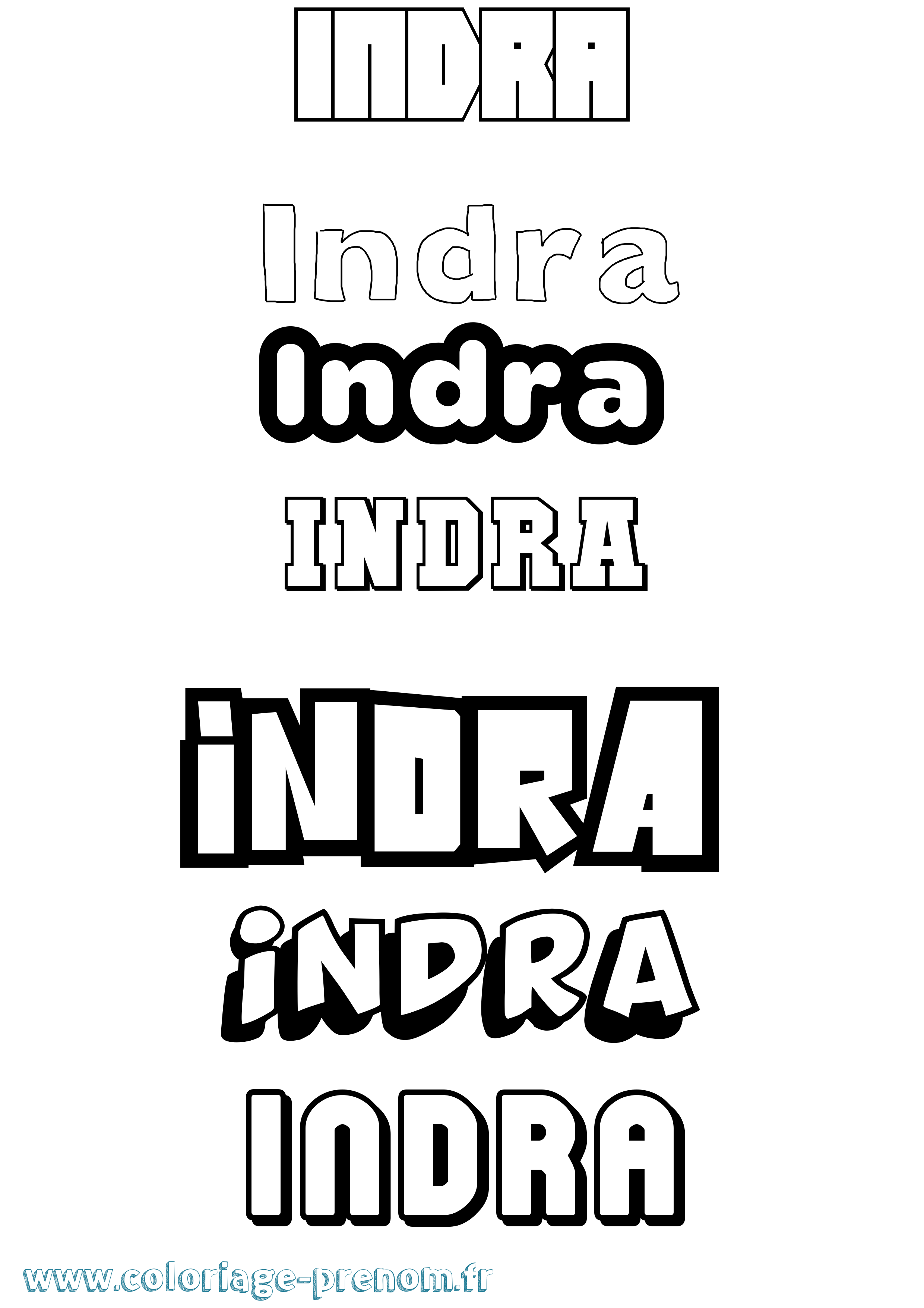 Coloriage Indra Simple Coloriage prénom Indra Simple
