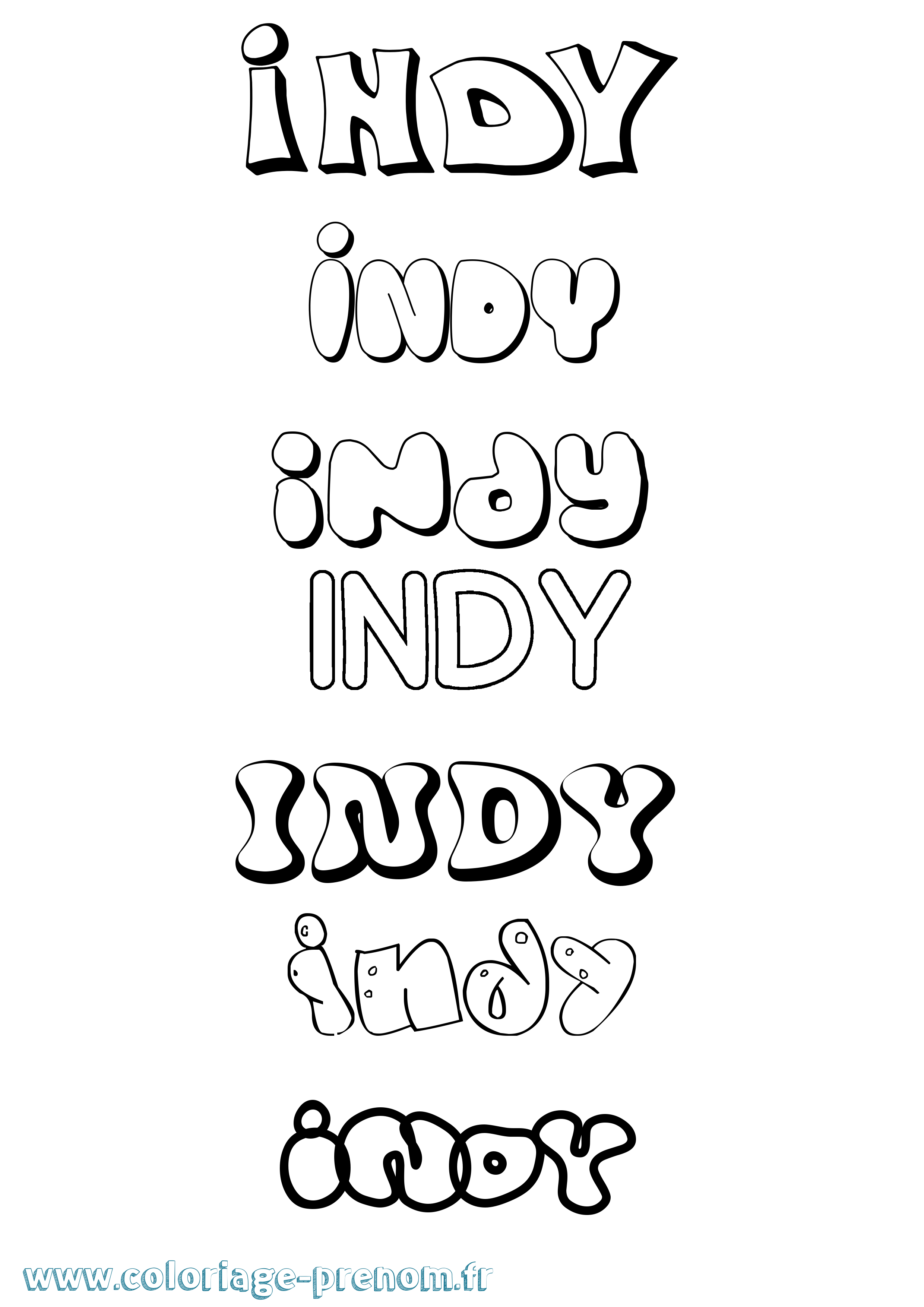 Coloriage prénom Indy Bubble