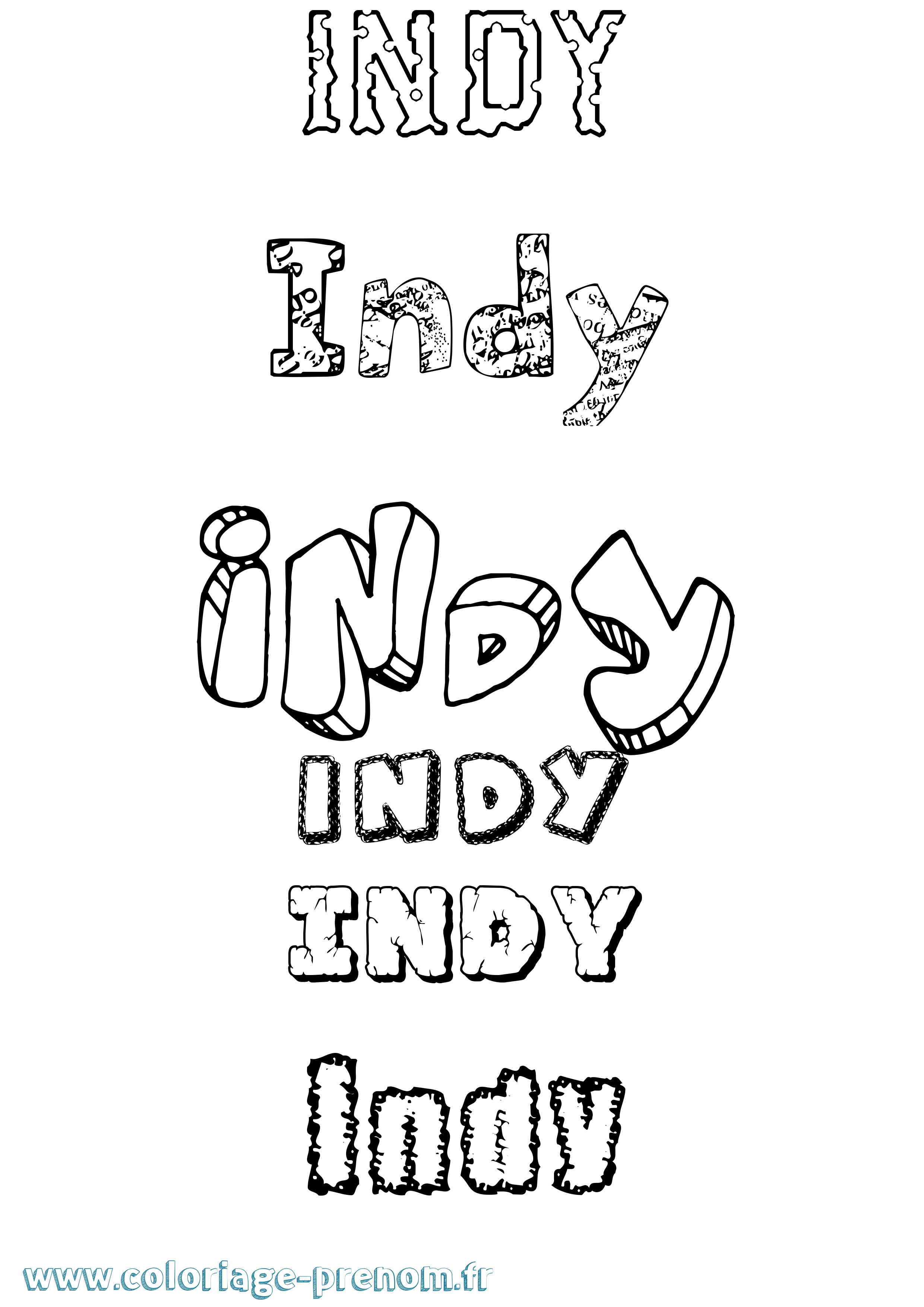 Coloriage prénom Indy Destructuré