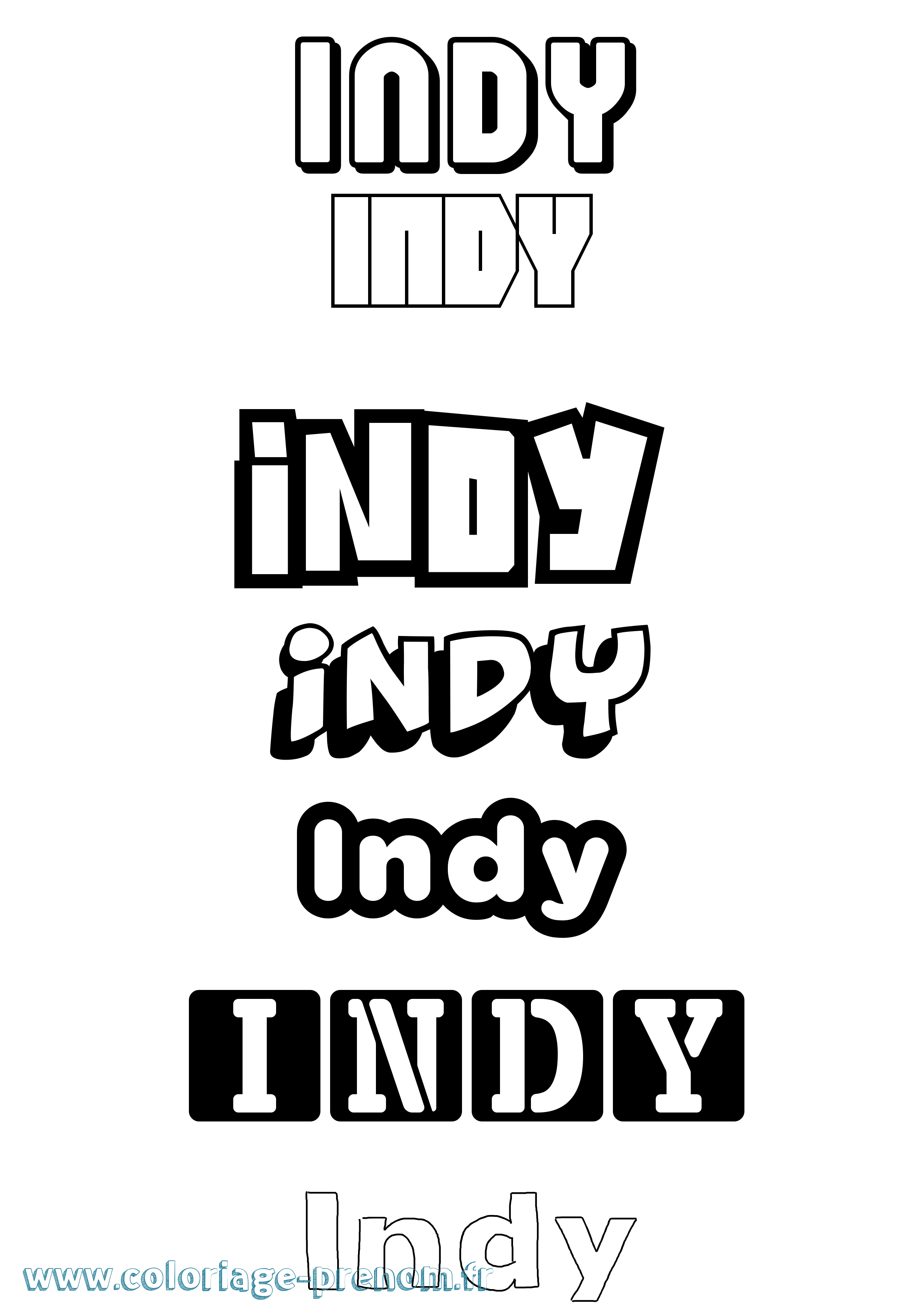 Coloriage prénom Indy Simple